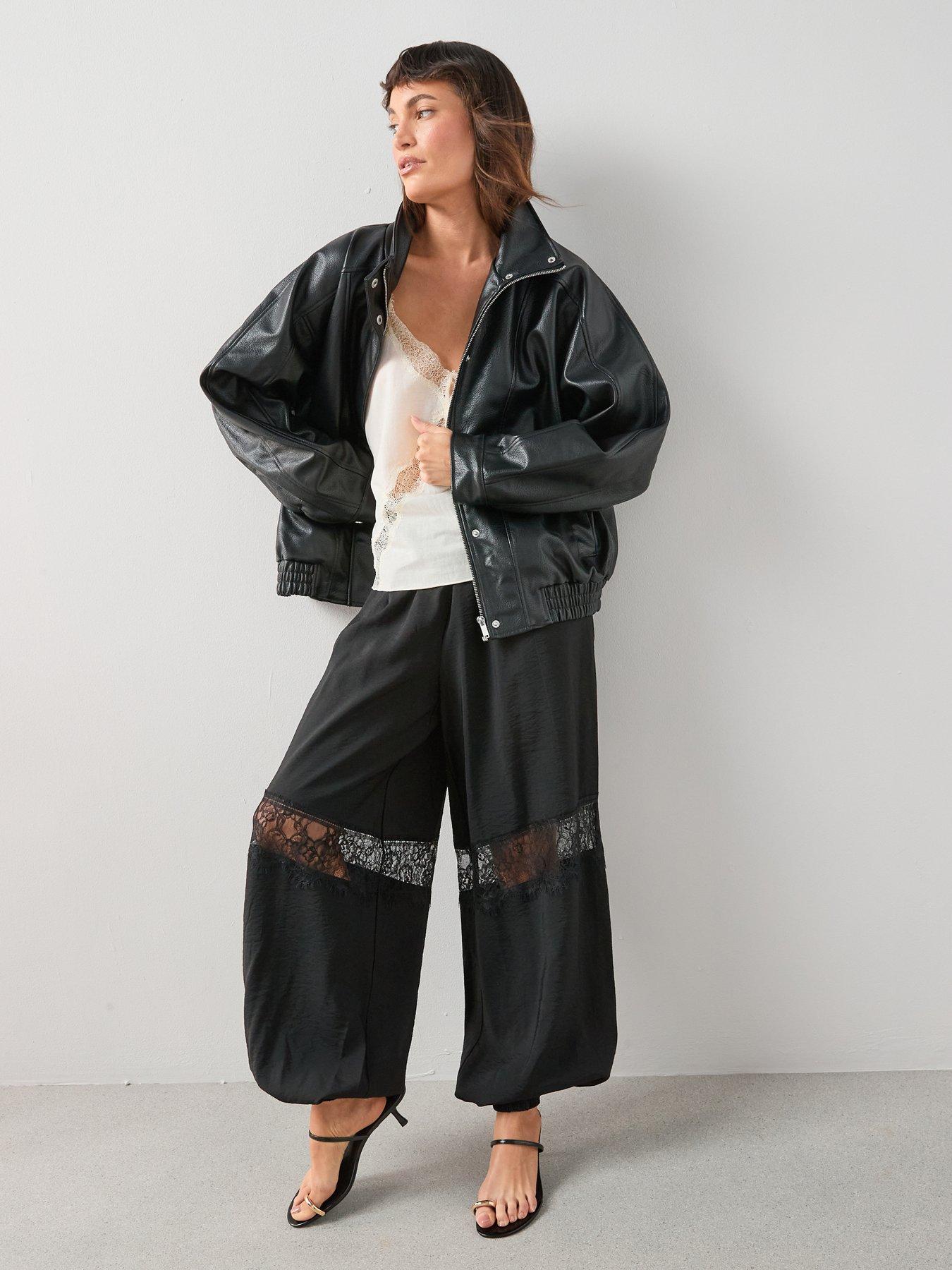 The Very Collection Lace Insert Oversized Balloon Trousers - Black