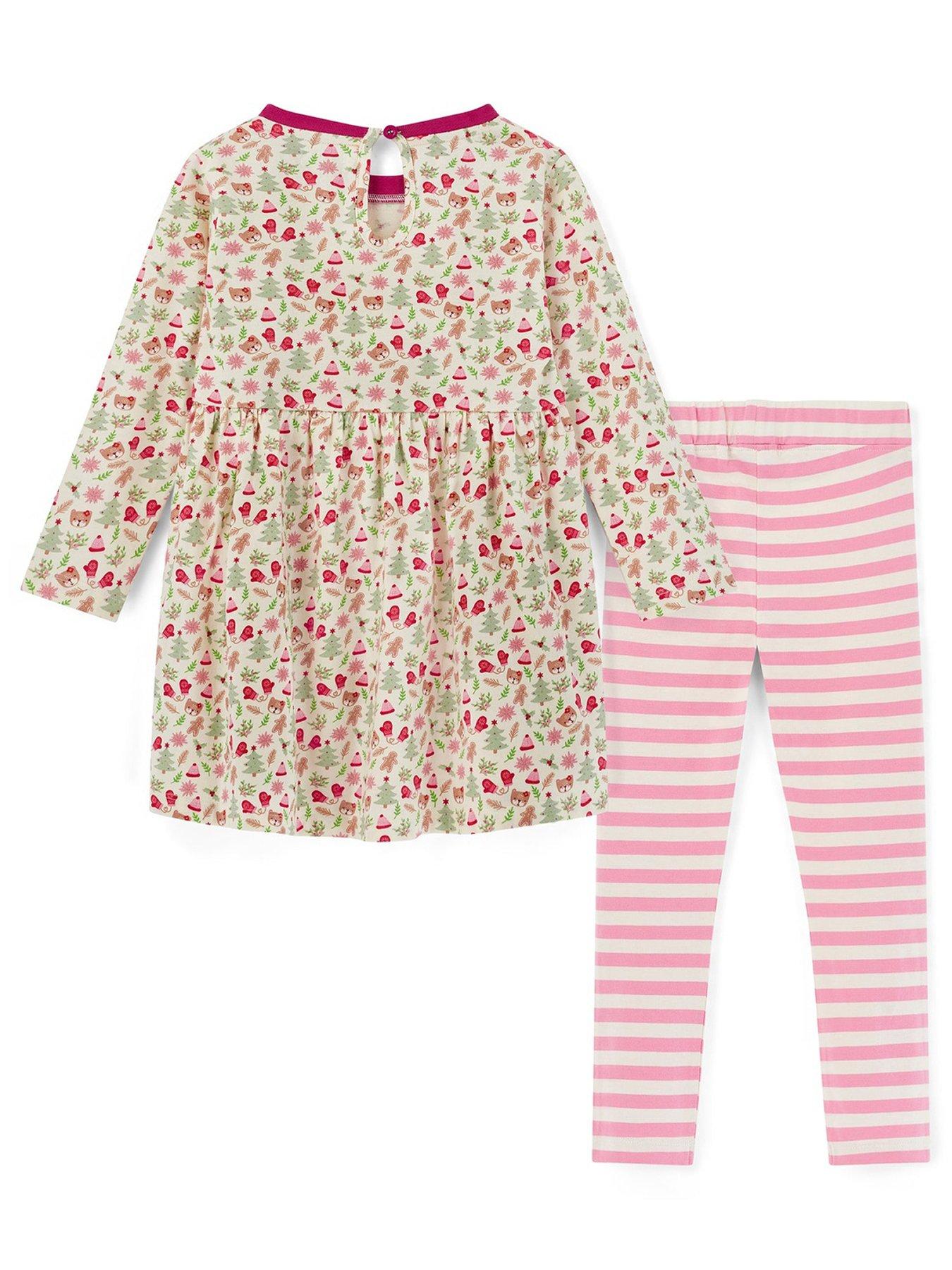 image of lilly-sid-girls-multicoloured-gingerbread-print-dress-and-legging-set-multi
