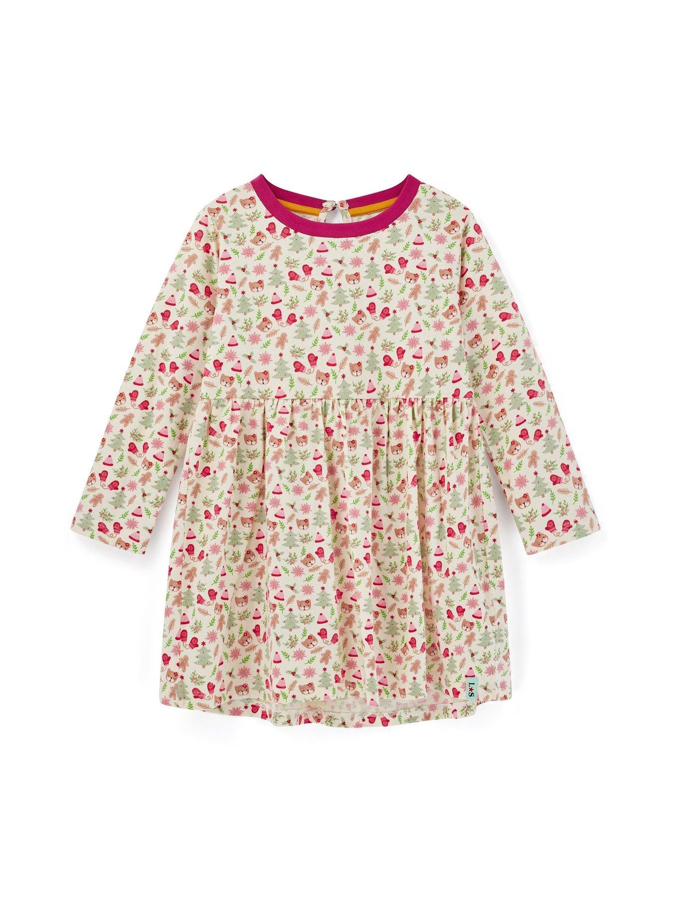  image of lilly-sid-girls-multicoloured-gingerbread-print-dress-and-legging-set-multi