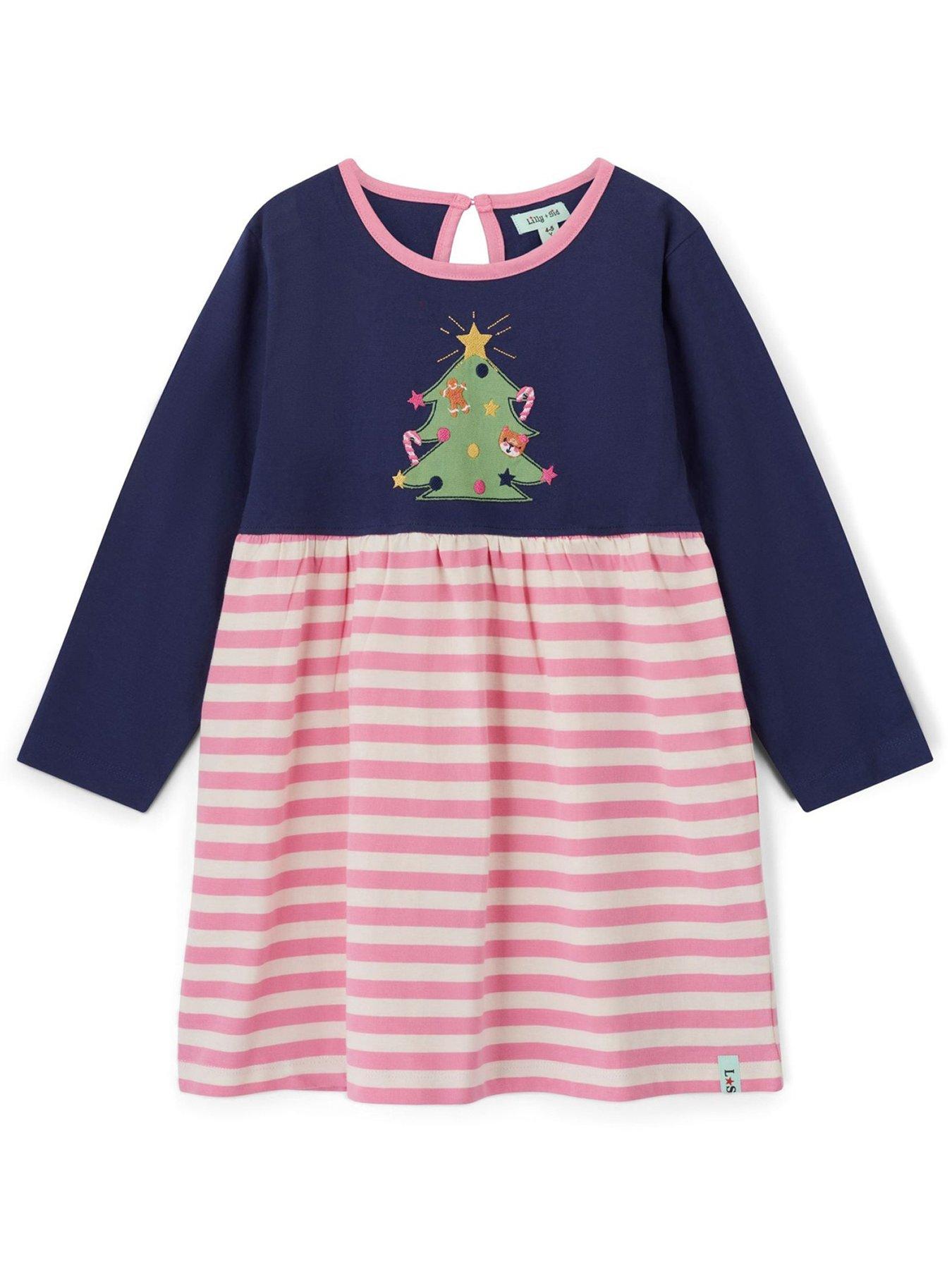 Lilly + Sid Girls Multicoloured Christmas Tree Print Dress - Multi
