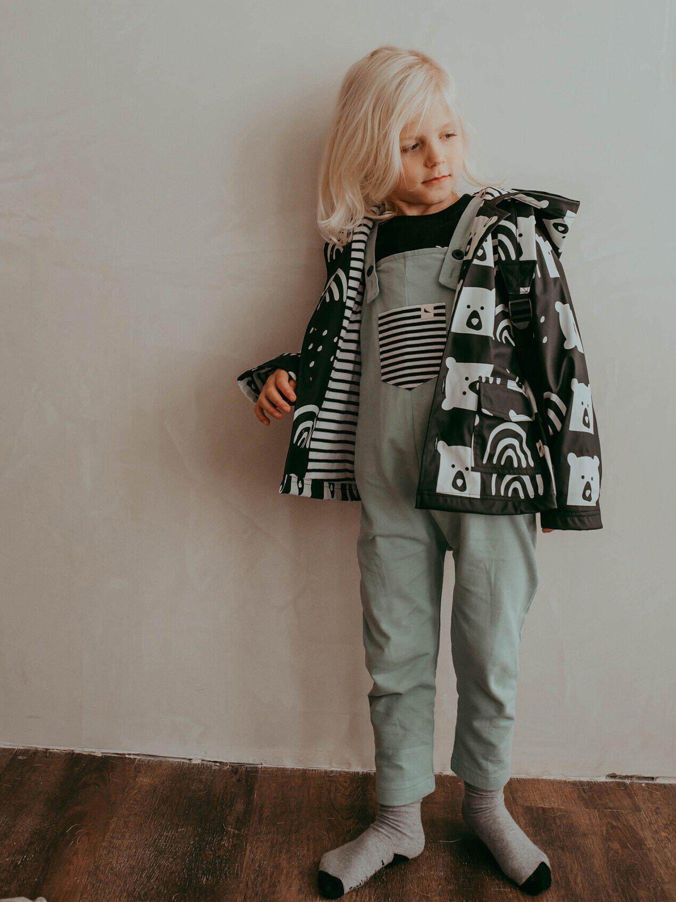 undefined Kids Black Rain Bear Print Hood Raincoaat