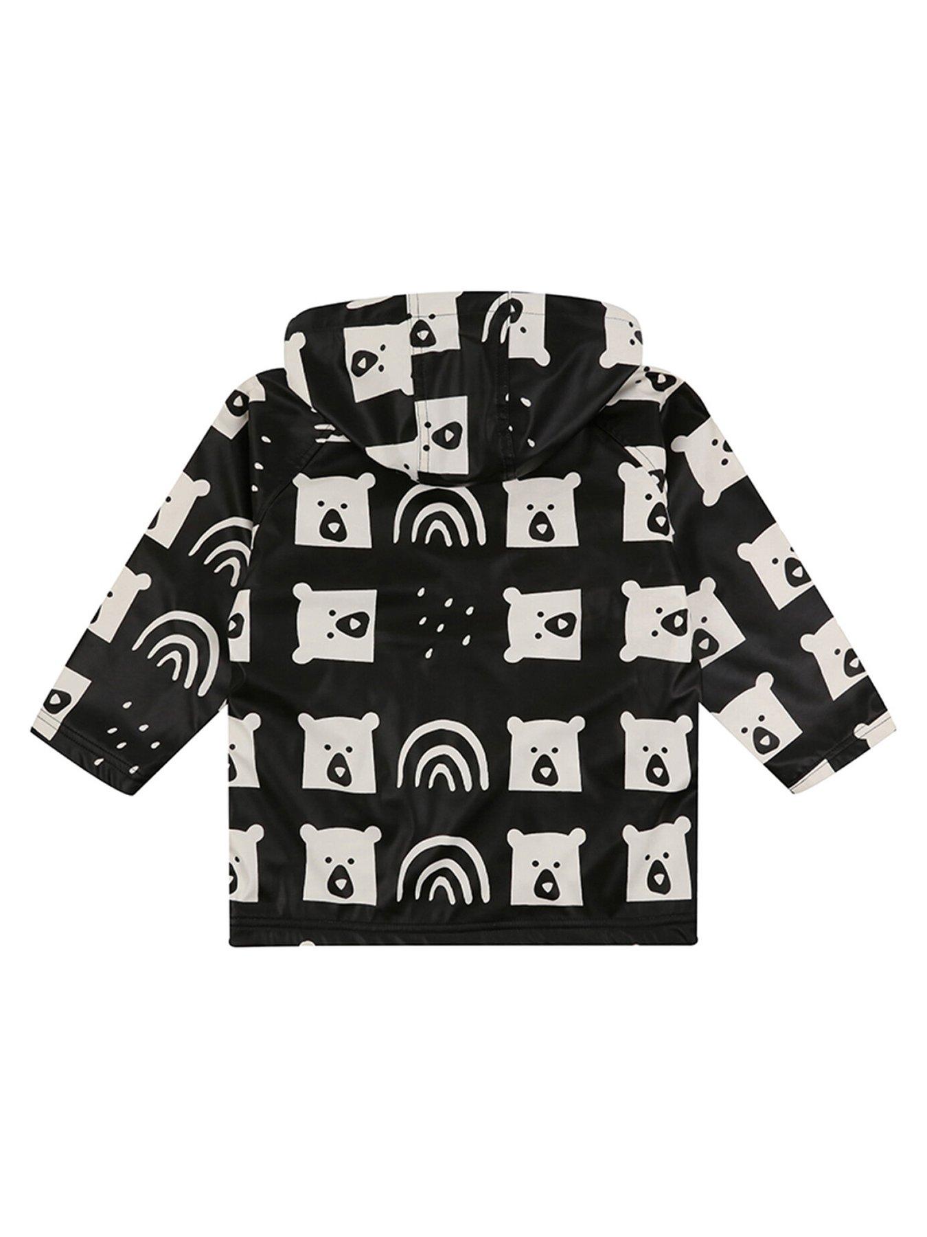  image of turtledove-london-kids-rainbear-print-hooded-raincoat-black