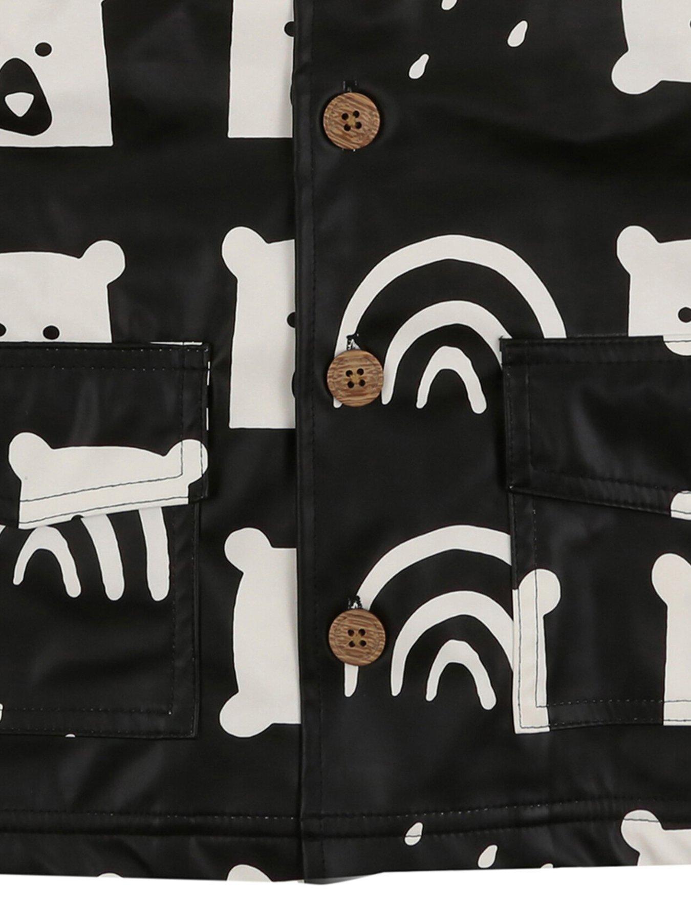  image of turtledove-london-kids-rainbear-print-hooded-raincoat-black