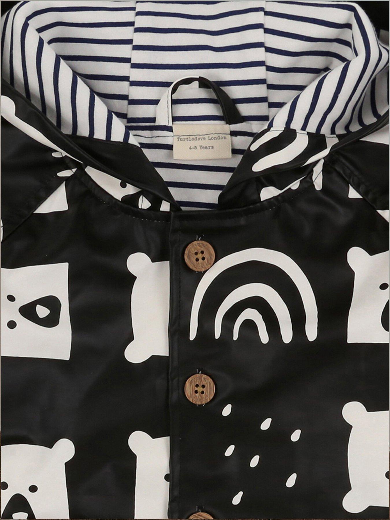  image of turtledove-london-kids-rainbear-print-hooded-raincoat-black