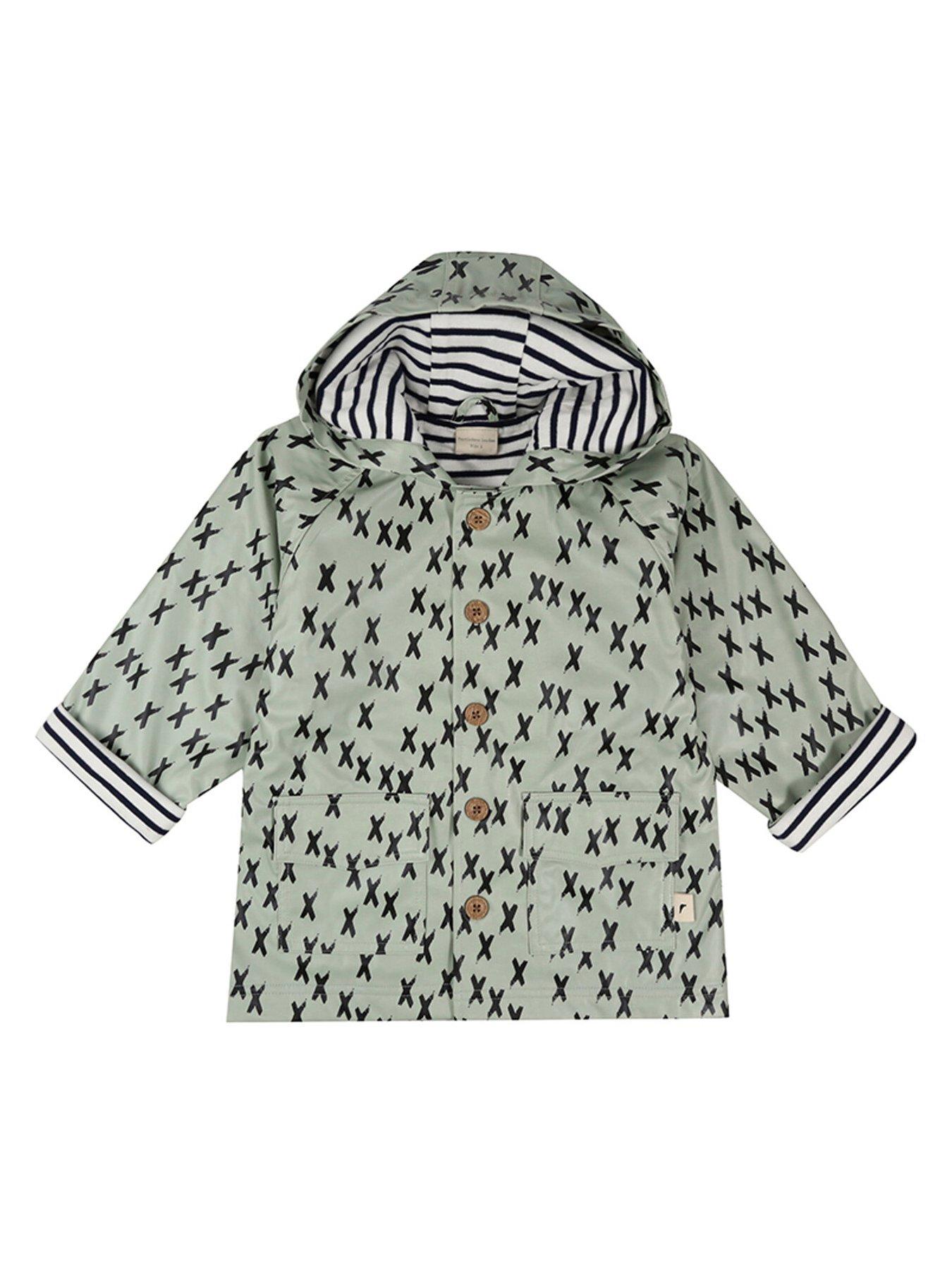  image of turtledove-london-kids-green-kisses-print-hooded-raincoat-light-green