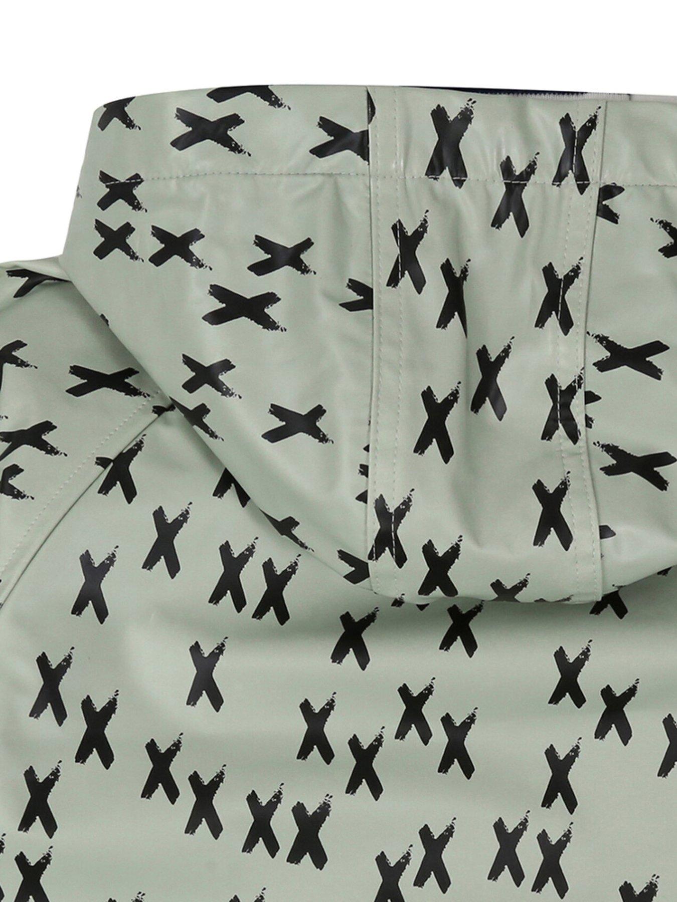 image of turtledove-london-kids-green-kisses-print-hooded-raincoat-light-green