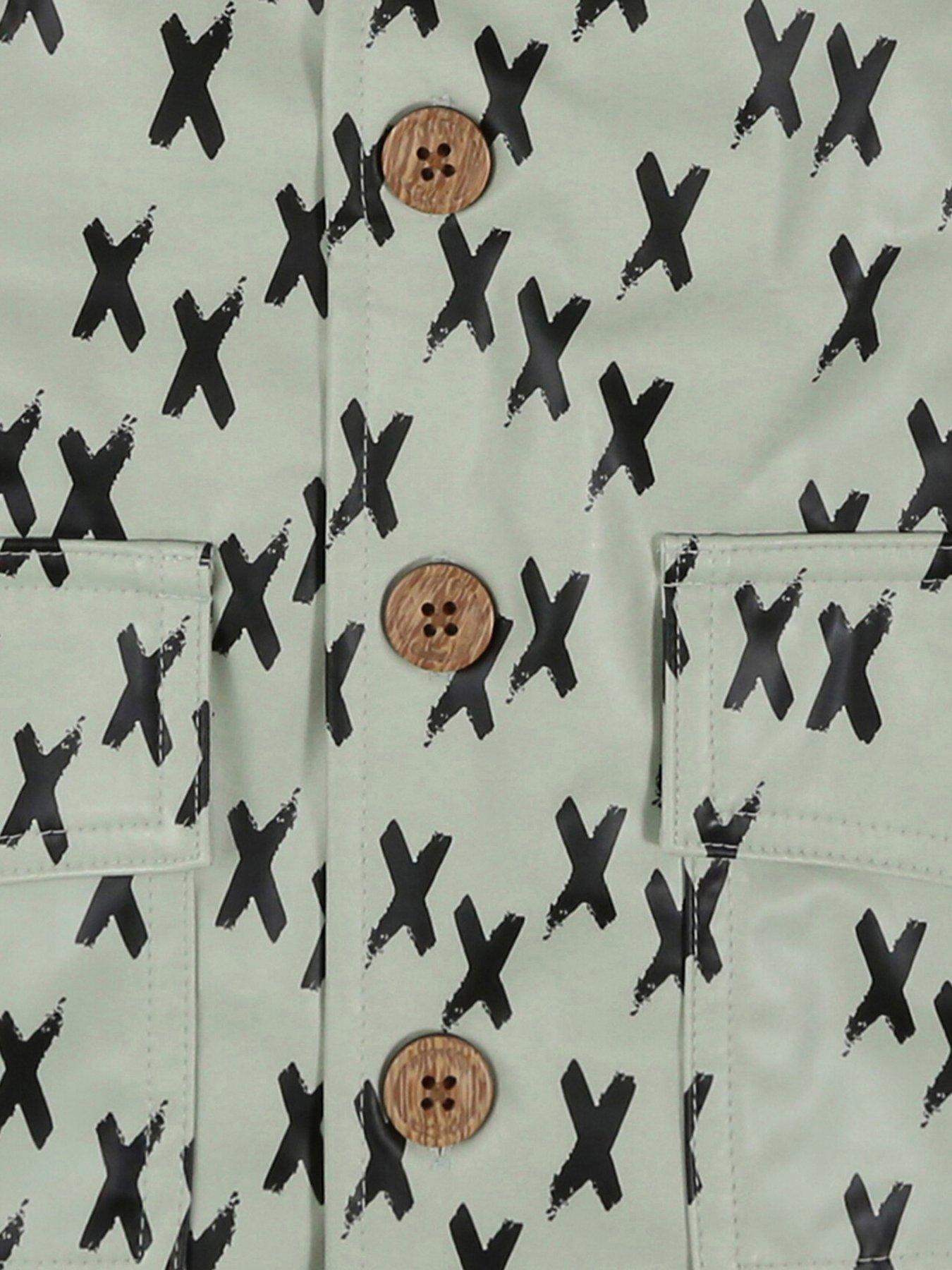  image of turtledove-london-kids-green-kisses-print-hooded-raincoat-light-green