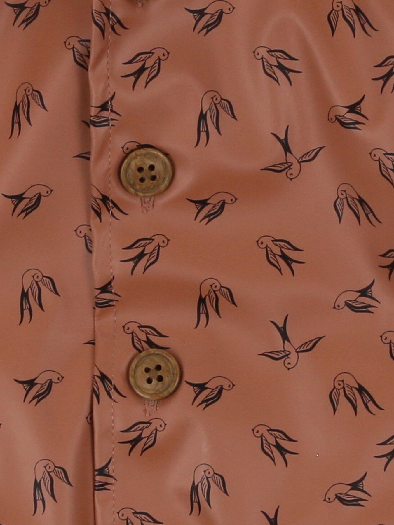  image of turtledove-london-kids-dancing-bird-print-hooded-raincoat-orange