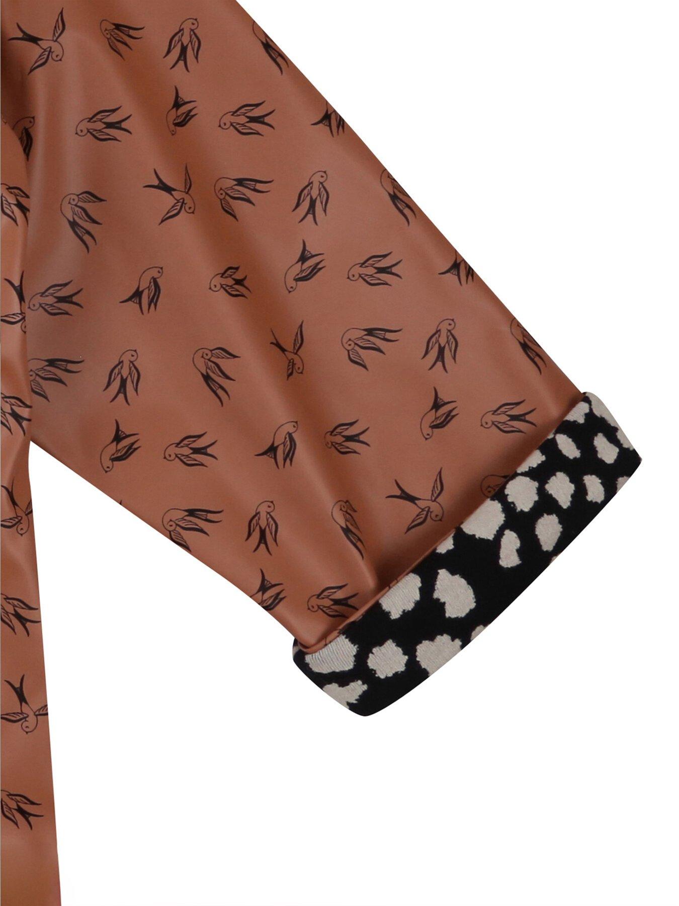 Image 5 of 5 of Turtledove London Kids Orange Dancing Bird Print Hooded Raincoat
