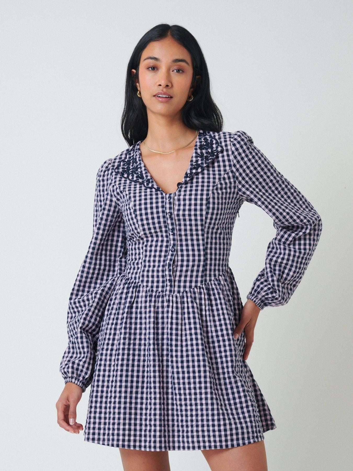 Nobodys Child Sienna Embroidered Collar Mini Dress - Blue