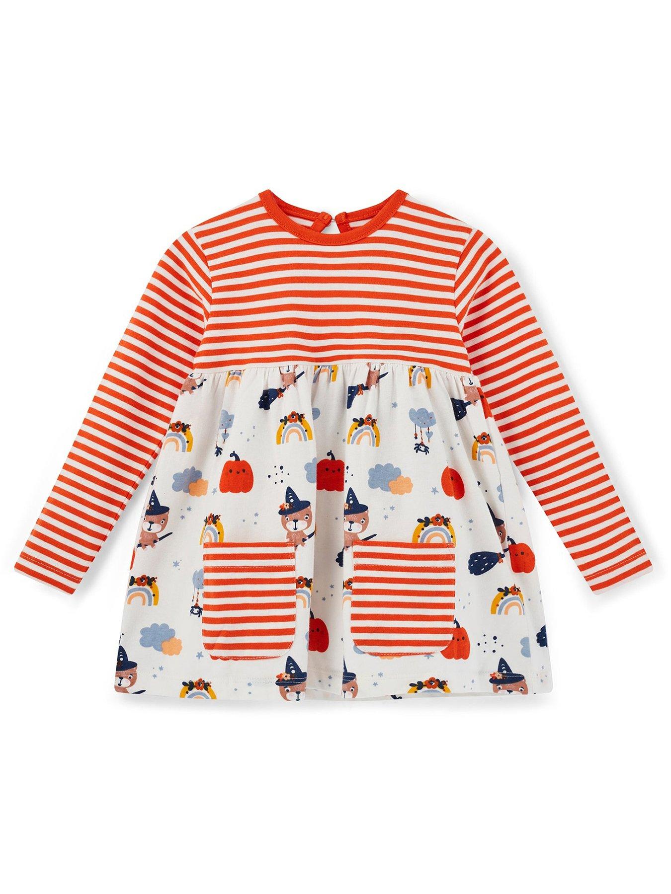  image of lilly-sid-girls-witch-print-dress-leggings-and-headband-set-orange