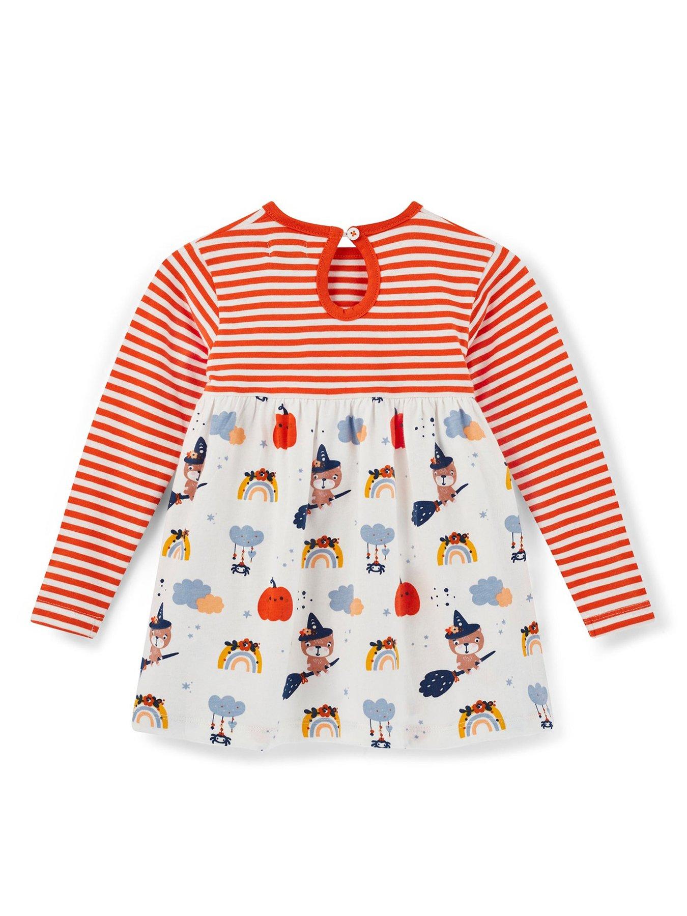  image of lilly-sid-girls-witch-print-dress-leggings-and-headband-set-orange