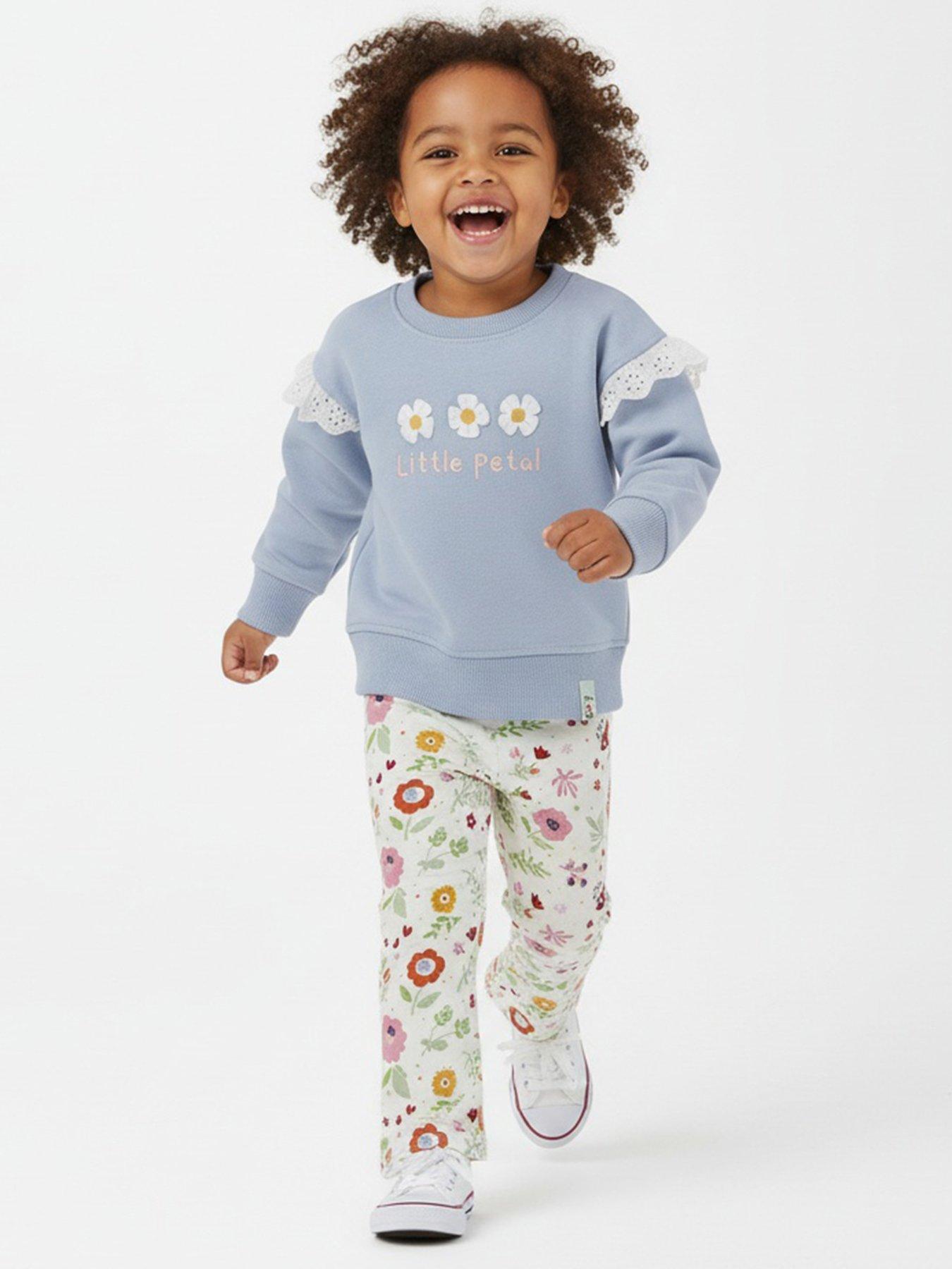 Lilly + Sid Girls Multicoloured Petal Print Sweatshirt And Legging Set - Light Blue