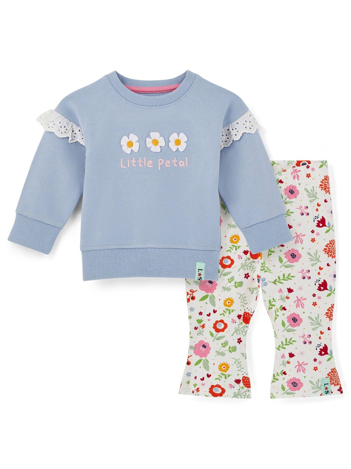  image of lilly-sid-girls-multicoloured-petal-print-sweatshirt-and-legging-set-light-blue