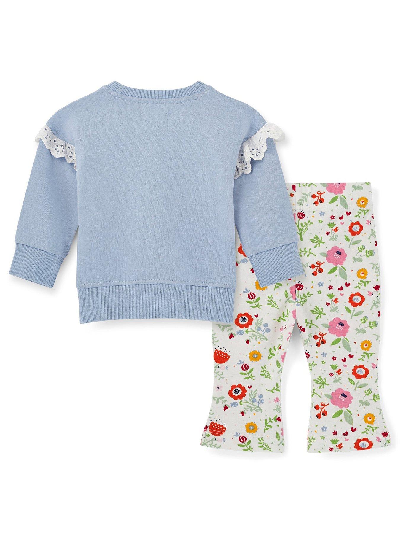  image of lilly-sid-girls-multicoloured-petal-print-sweatshirt-and-legging-set-light-blue