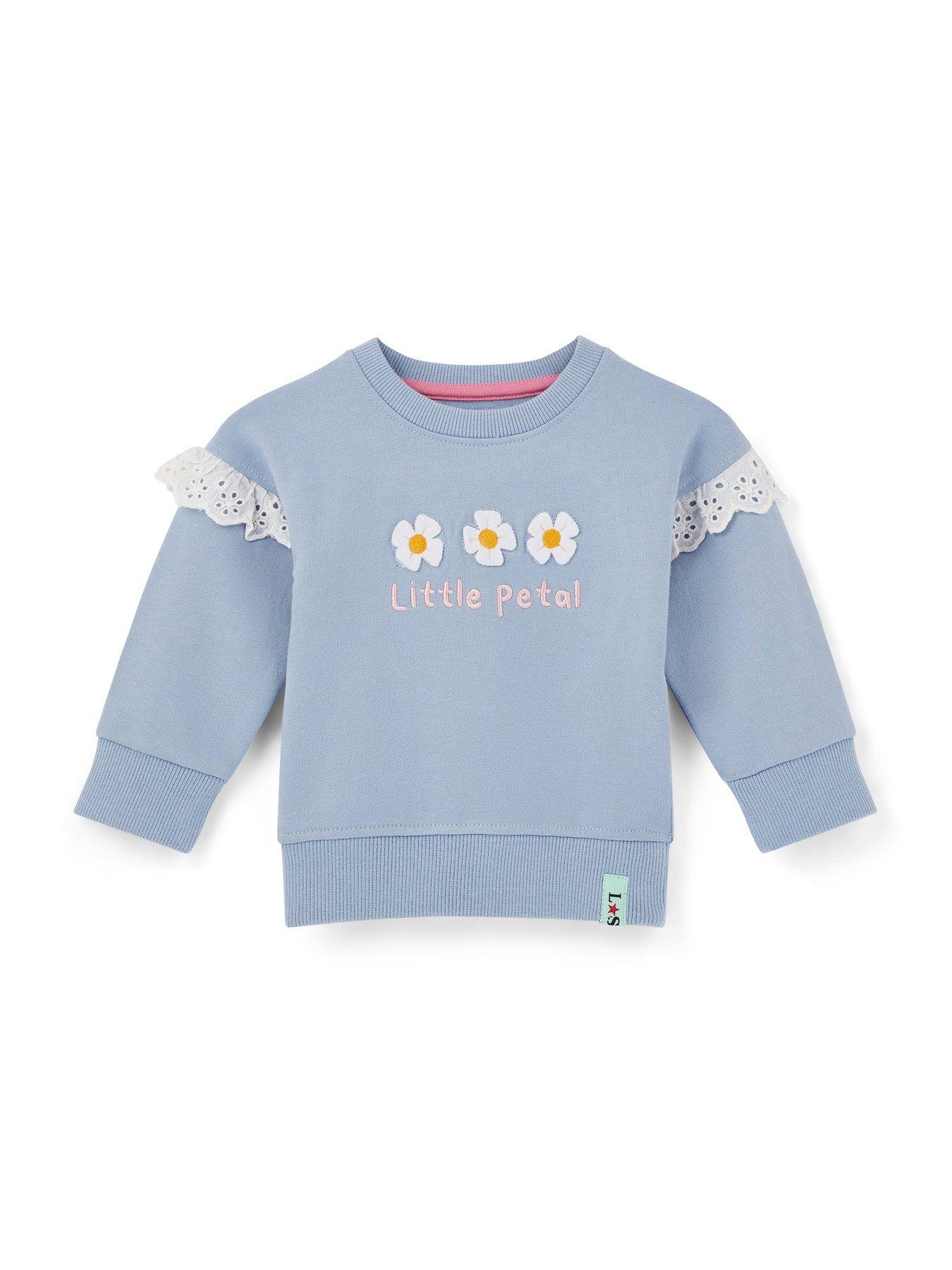  image of lilly-sid-girls-multicoloured-petal-print-sweatshirt-and-legging-set-light-blue