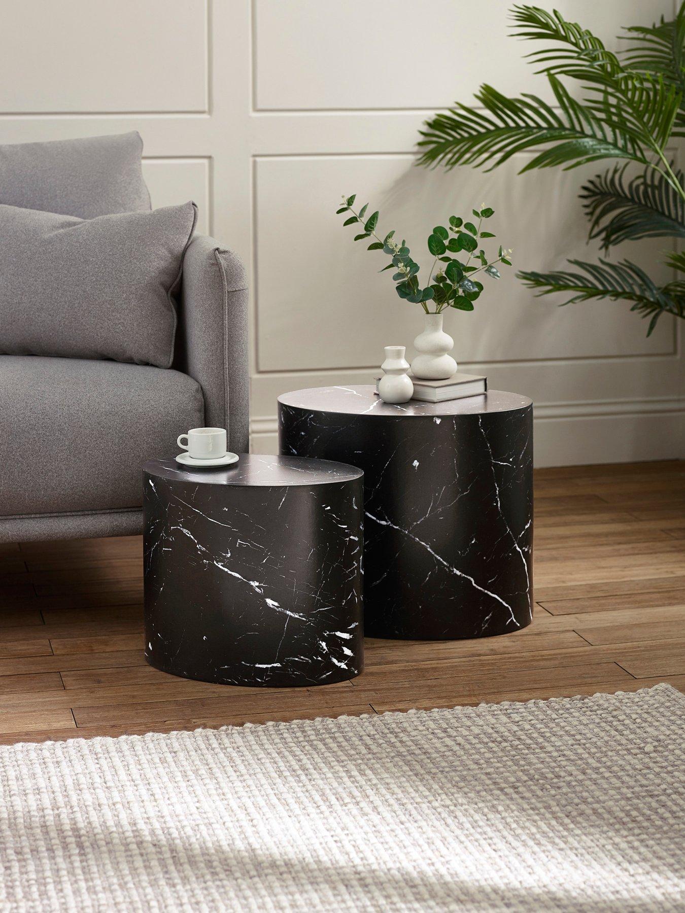 undefined Toba Nest Of 2 Black Marble Effect Tables