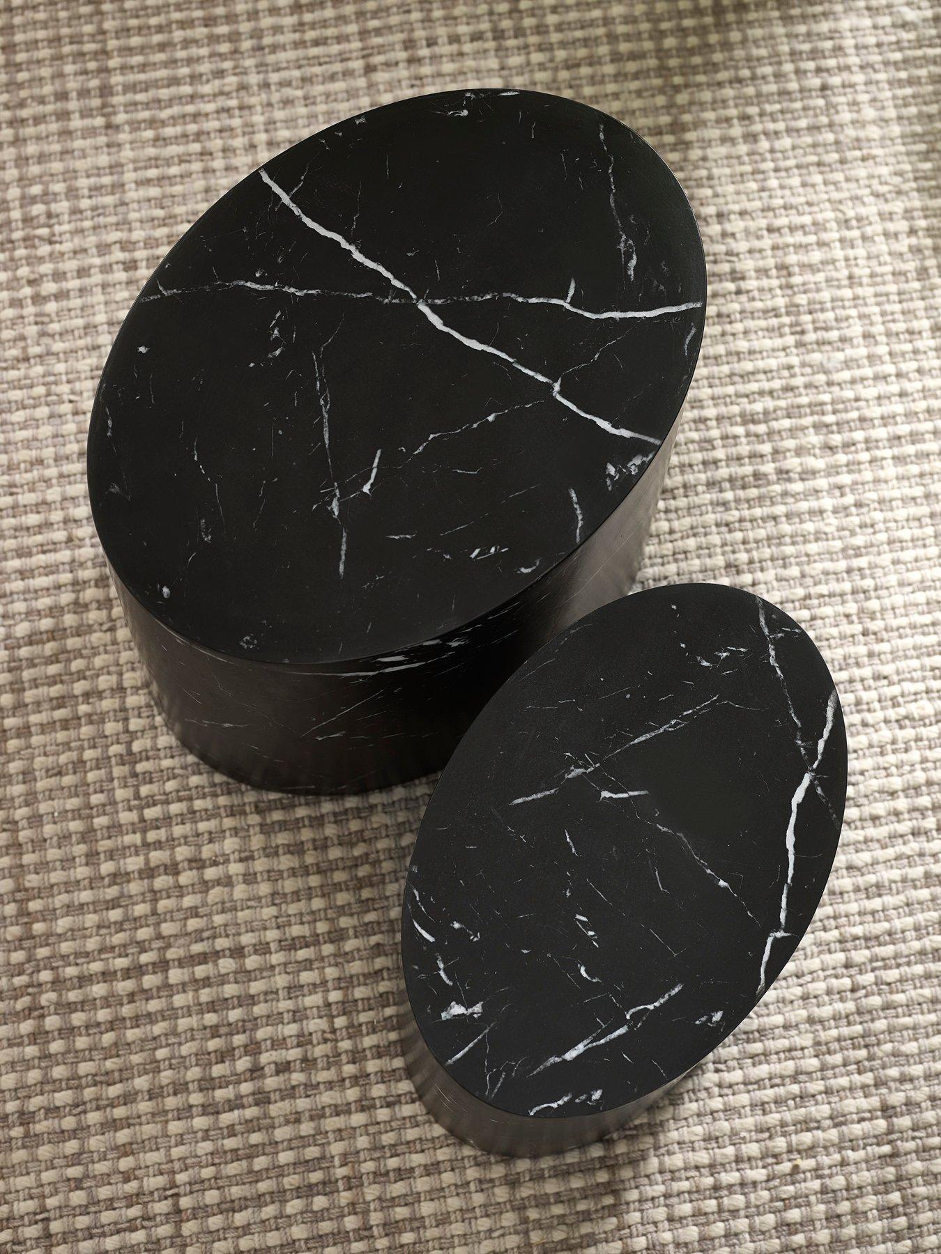 Image 5 of 6 of Julian Bowen Toba Nest Of 2 Black Marble Effect Tables