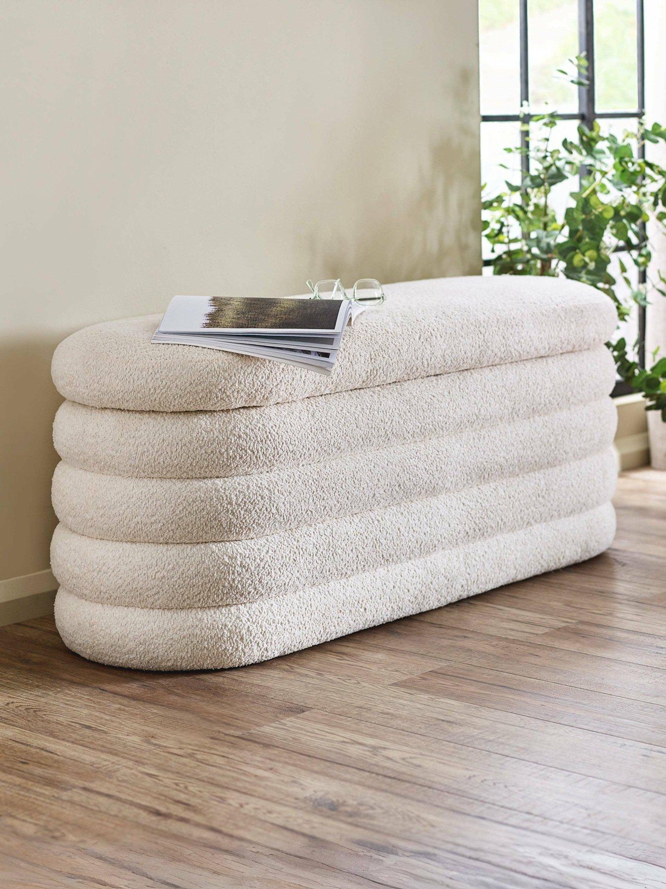 undefined Hailey Boucle Ottoman Storage Bench
