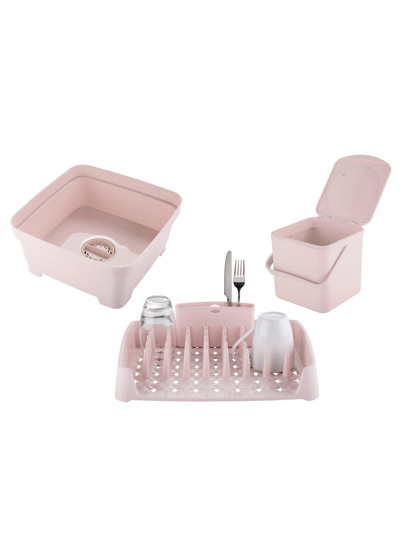undefined Kitchen Bundle With Washing Up Bowl With Plug, Dish Rack And 3.5l Caddy