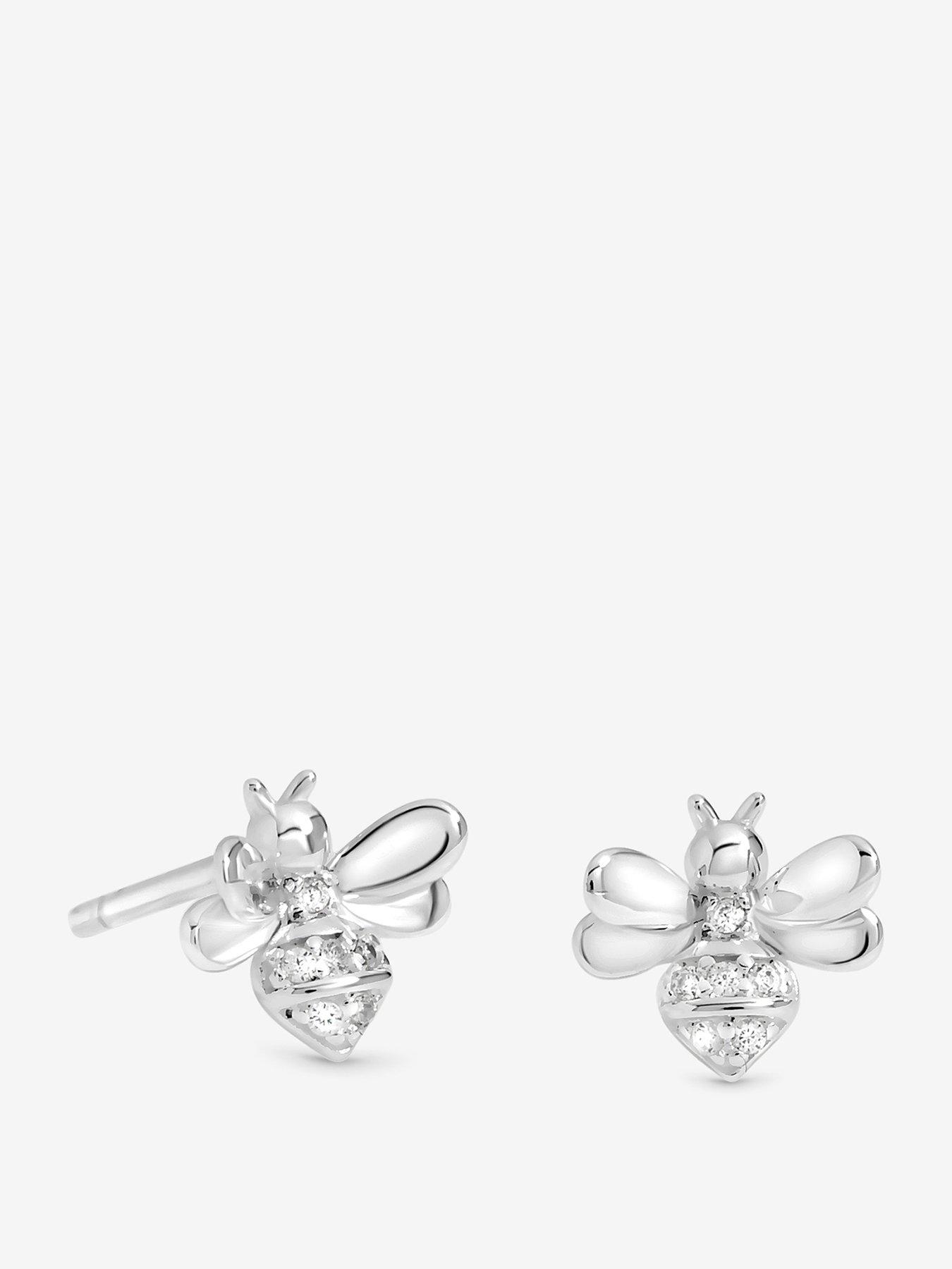 undefined Simply Silver Sterling Silver 925 Polished Bee Stud Earrings