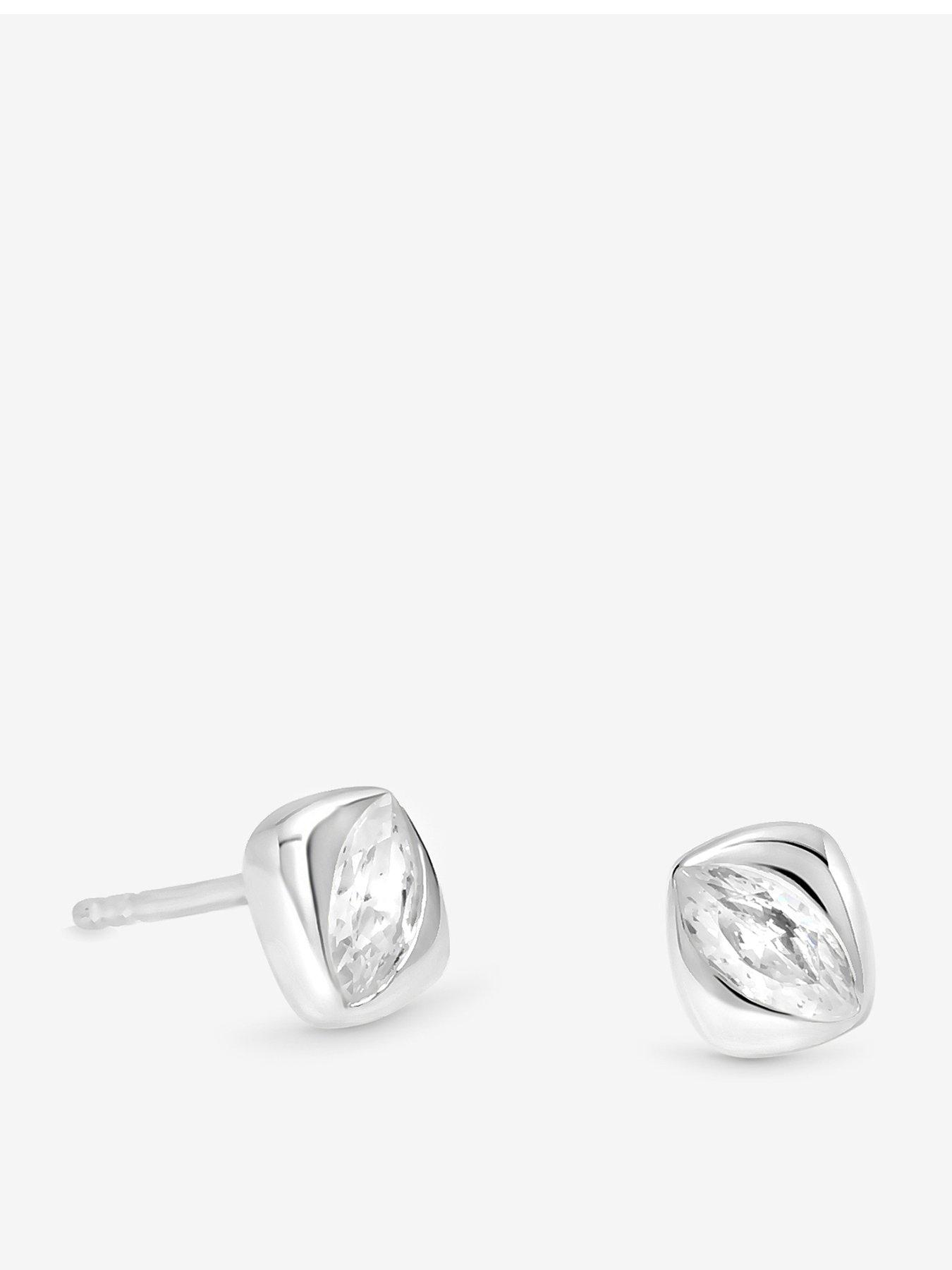 Simply Silver Sterling Silver 925 Polished and Cubic Zirconia Stud Earrings