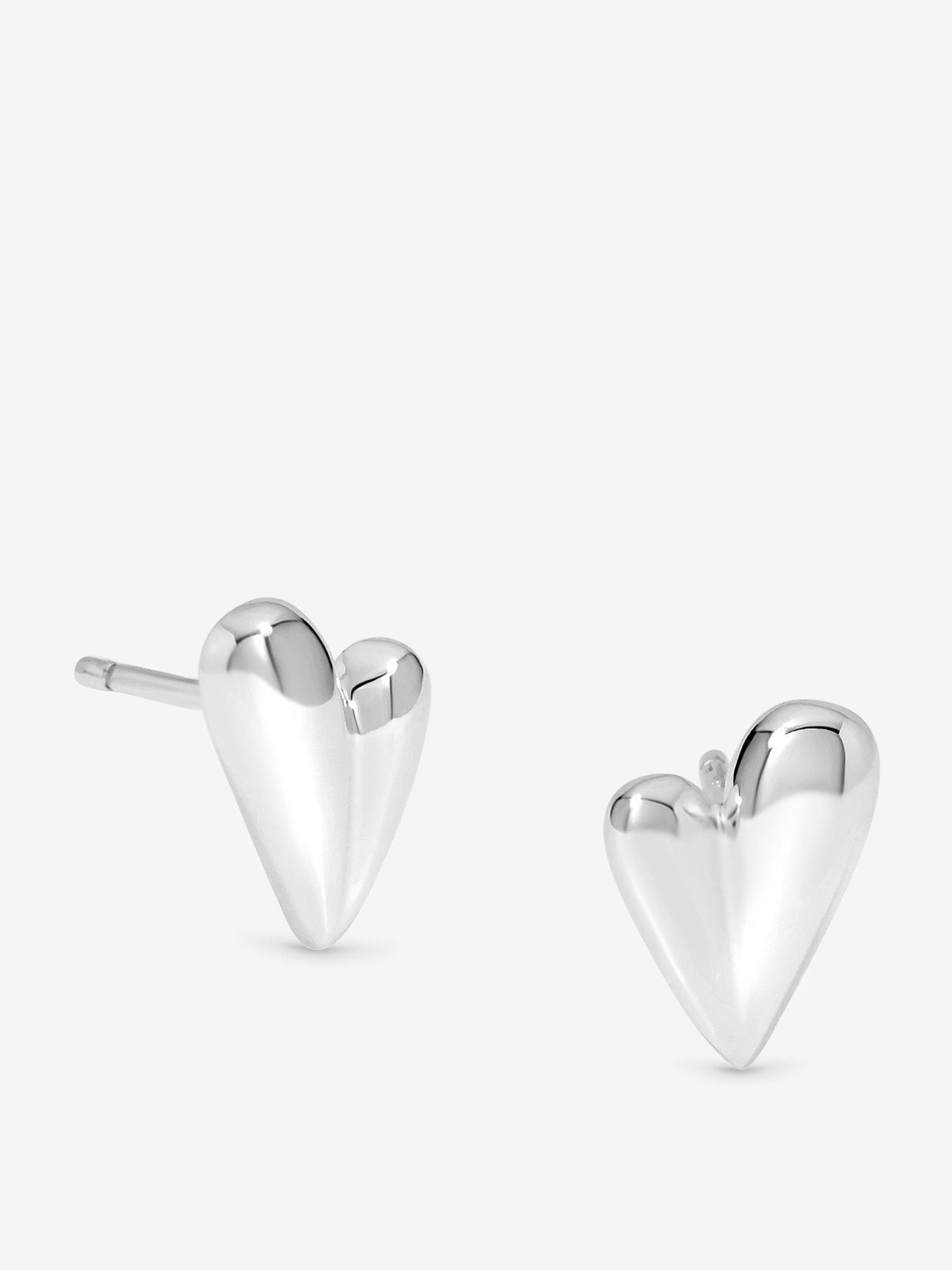 Simply Silver Sterling Silver 925 Polished Nugget Heart Stud Earrings
