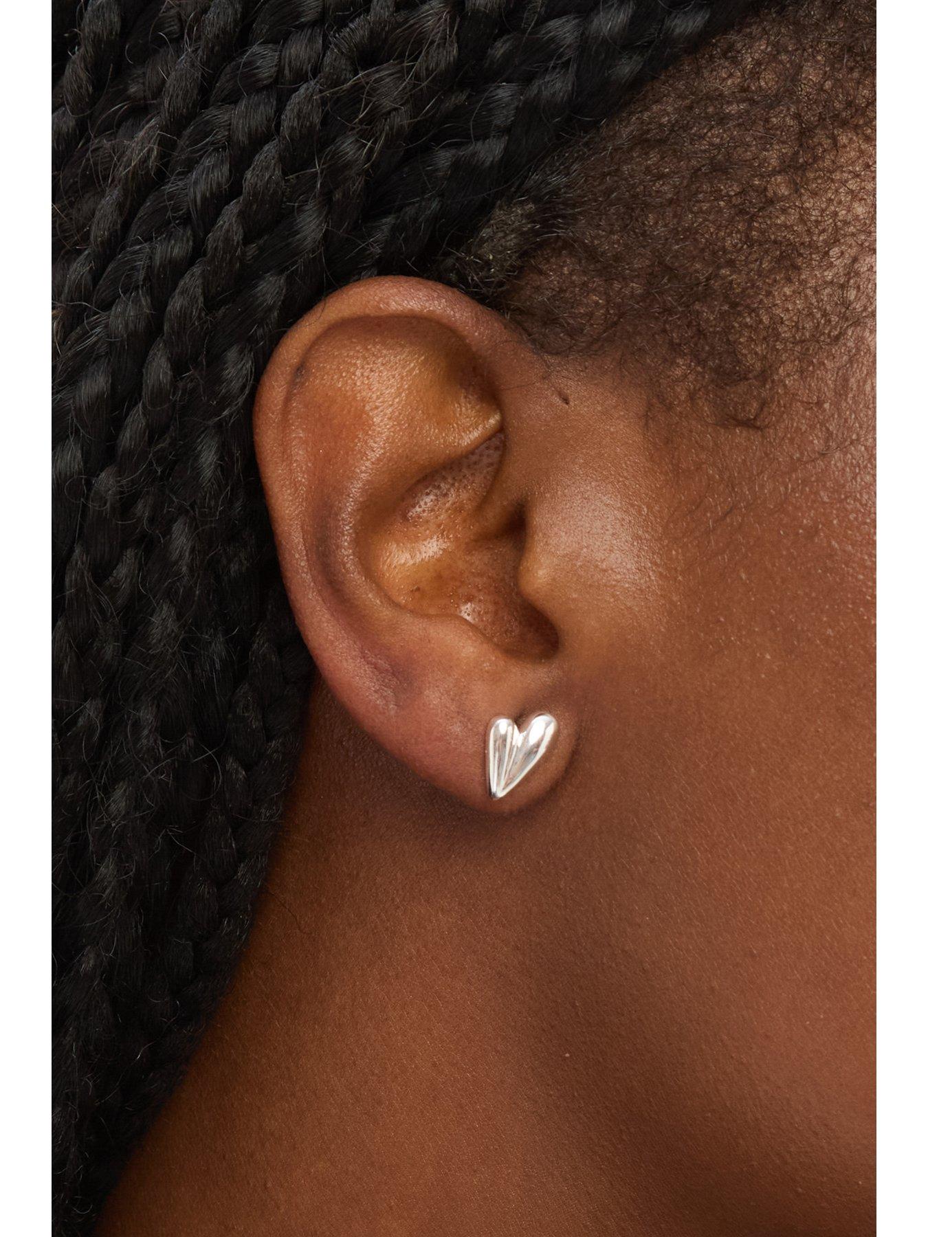 Image 3 of 3 of Simply Silver Sterling Silver 925 Polished Nugget Heart Stud Earrings