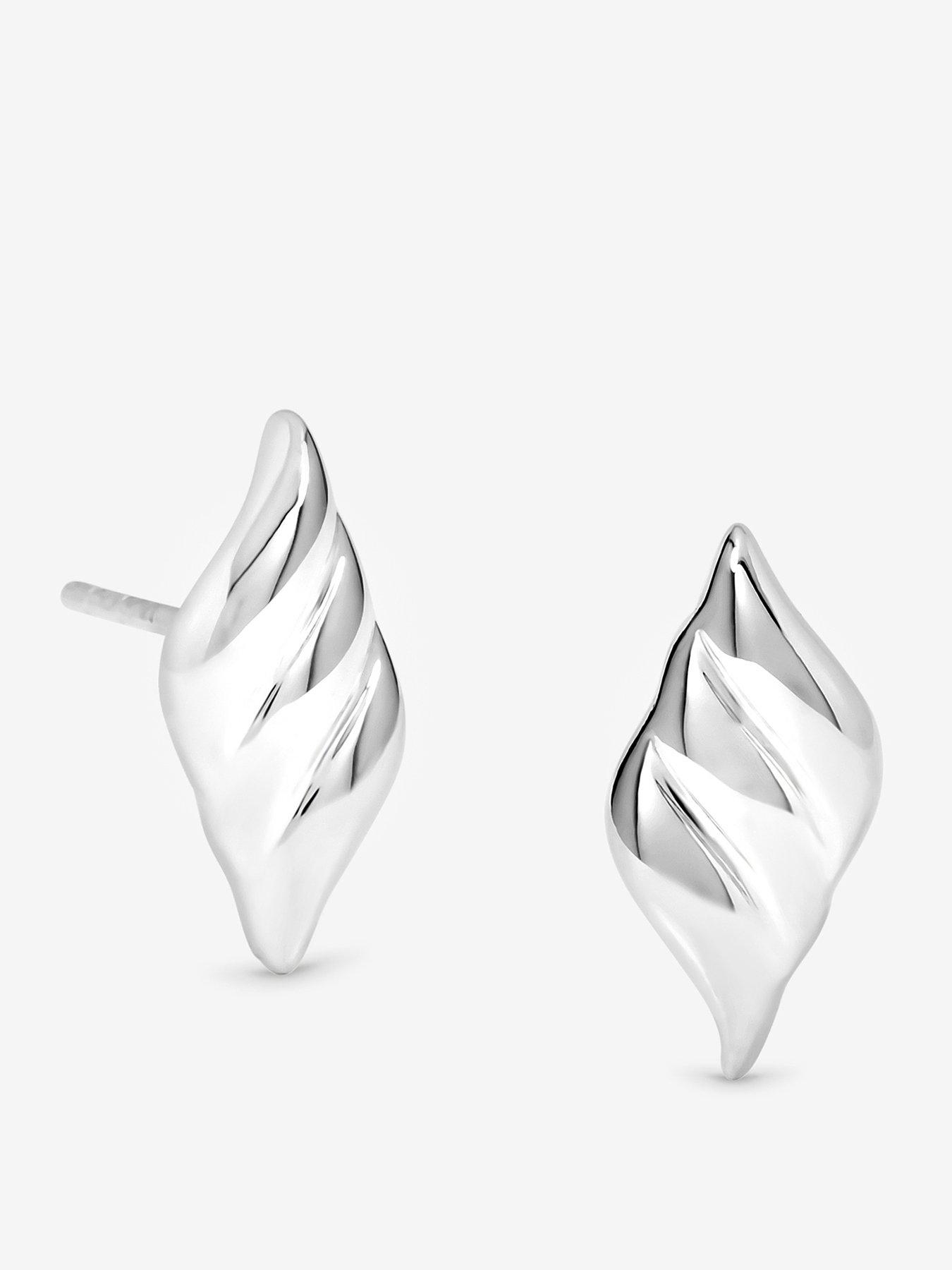 Simply Silver Sterling Silver 925 Polished Triple Wave Stud Earrings