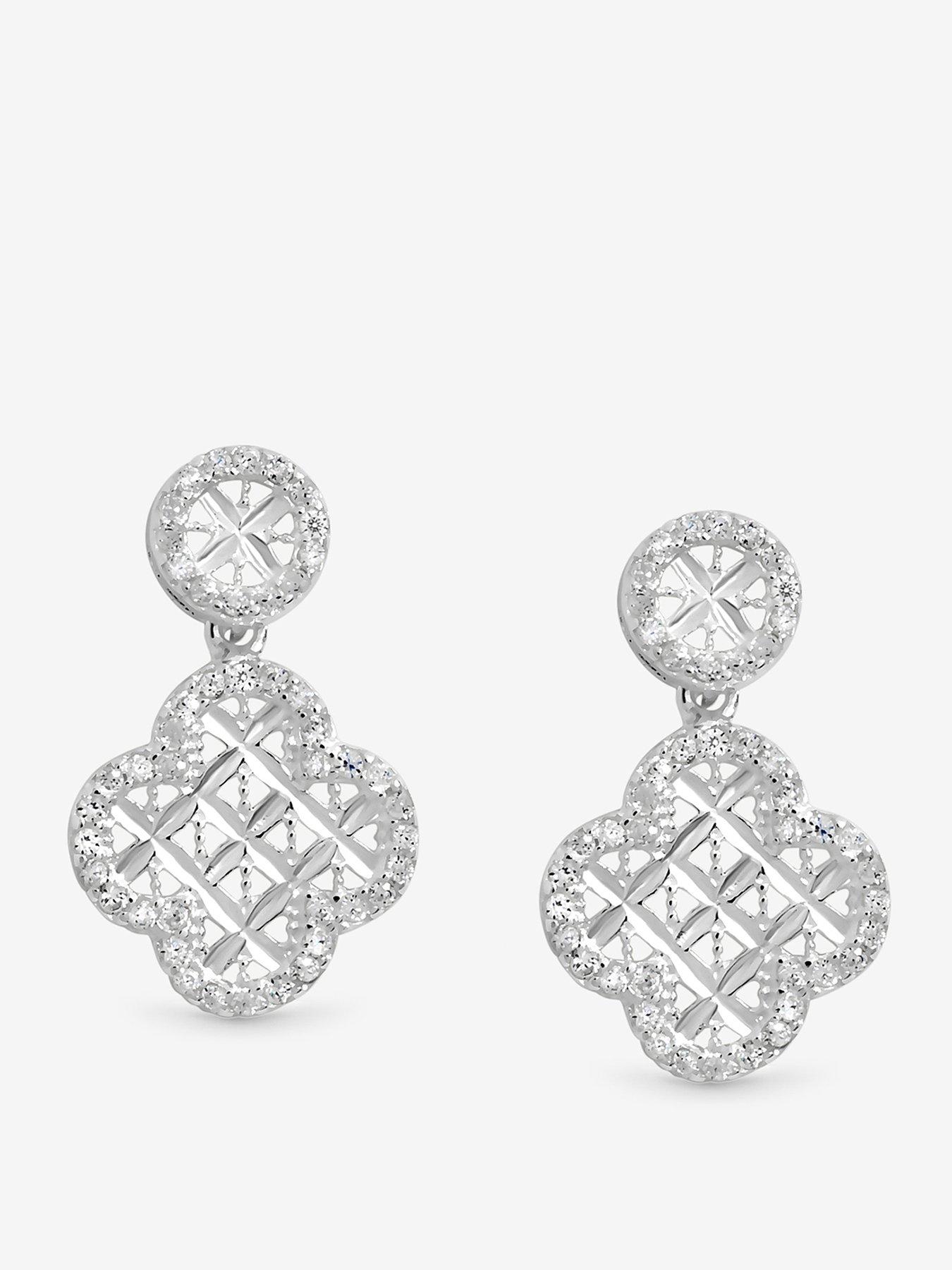 simply-silver-sterling-silver-925-textured-double-drop-clover-earrings