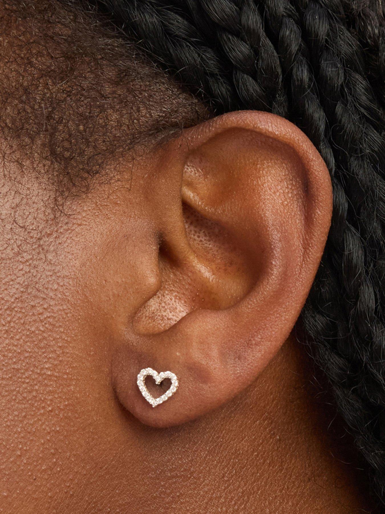 Image 2 of 4 of Simply Silver Simply Silver Sterling Silver 925 Cubic Zirconia Open Heart Earrings - Gift Sleeve