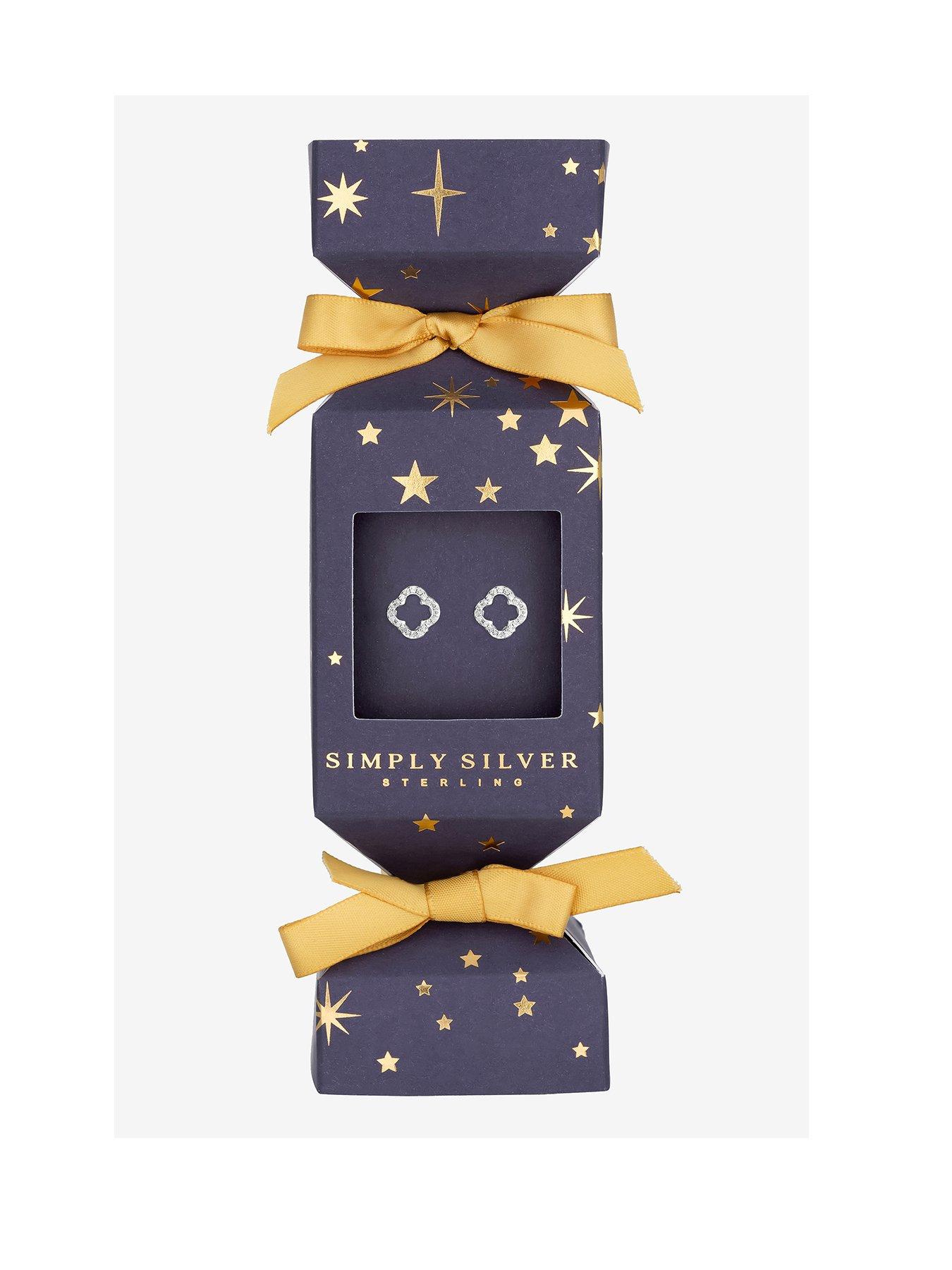 Simply Silver Sterling Silver 925 Cubic Zirconia Open Clover Earrings - Gift Cracker