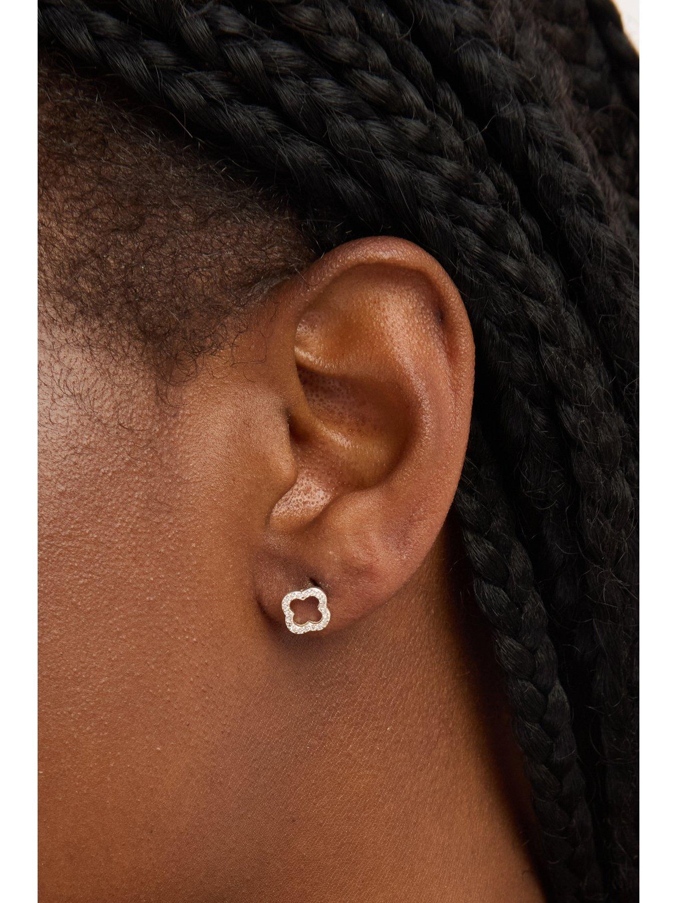 Image 2 of 3 of Simply Silver Sterling Silver 925 Cubic Zirconia Open Clover Earrings - Gift Cracker