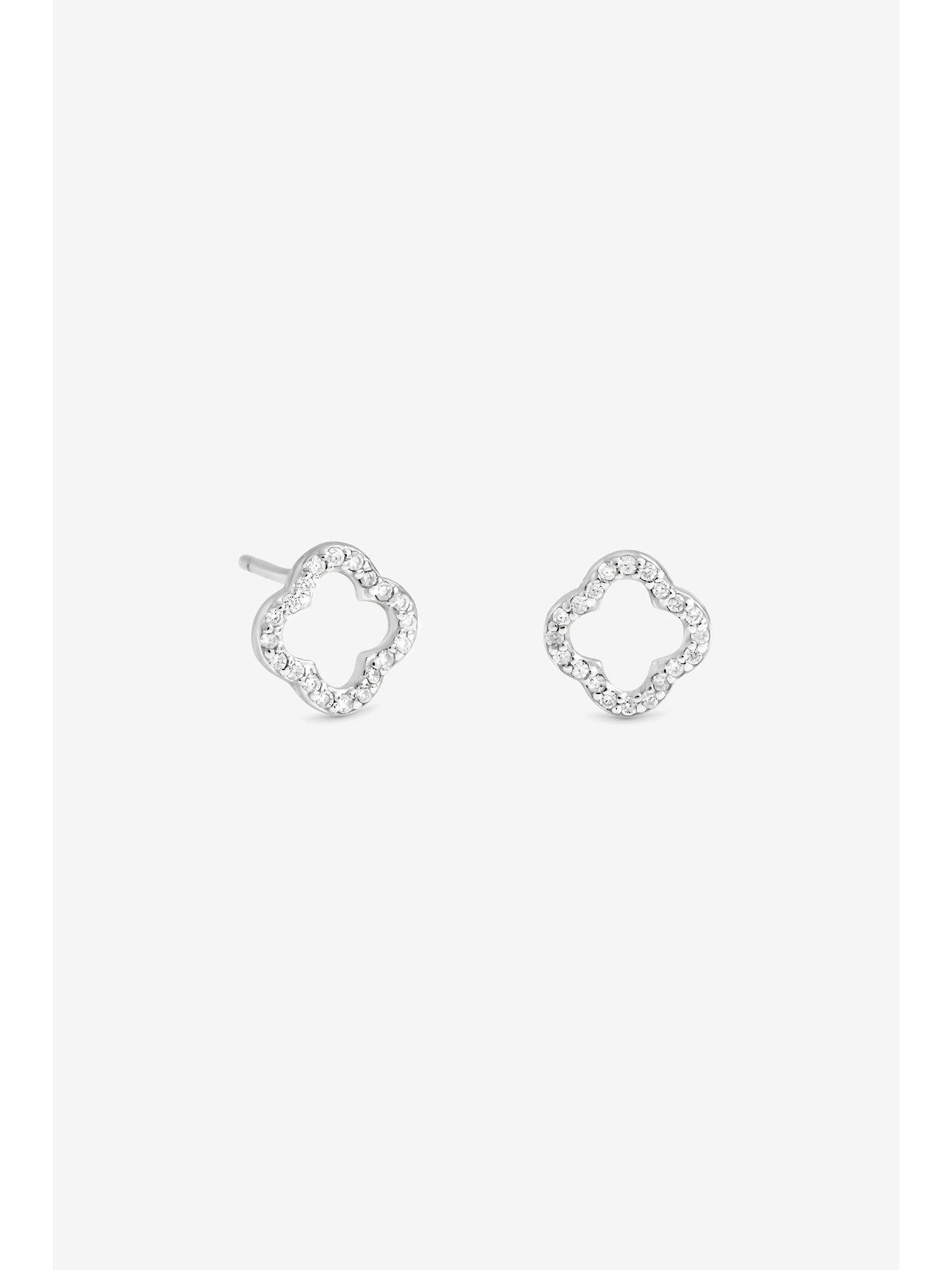 Image 3 of 3 of Simply Silver Sterling Silver 925 Cubic Zirconia Open Clover Earrings - Gift Cracker