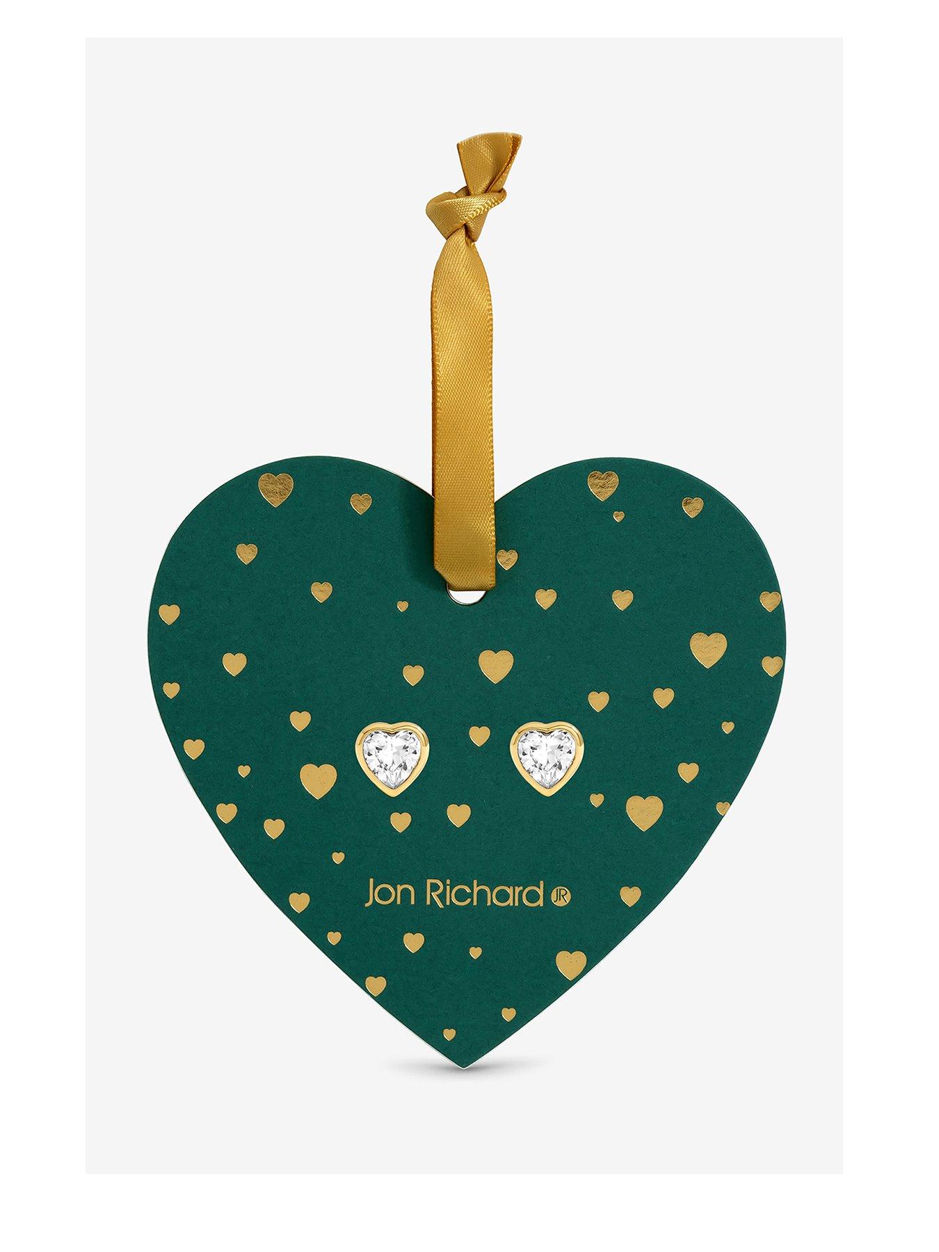 Jon Richard Gold Plated Cubic Zirconia 18K Crystal Heart studs - Hanging Heart