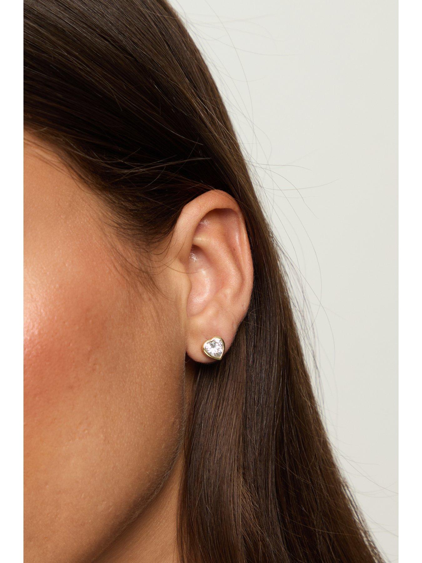Image 2 of 3 of Jon Richard Gold Plated Cubic Zirconia 18K Crystal Heart studs - Hanging Heart