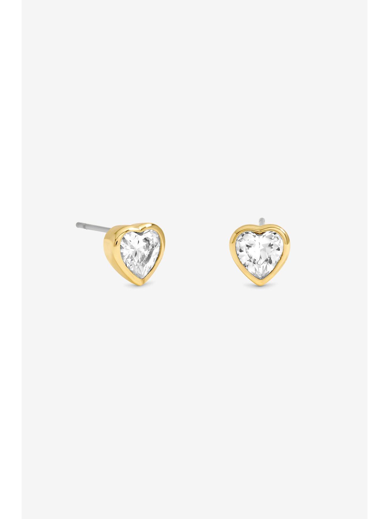 Image 3 of 3 of Jon Richard Gold Plated Cubic Zirconia 18K Crystal Heart studs - Hanging Heart