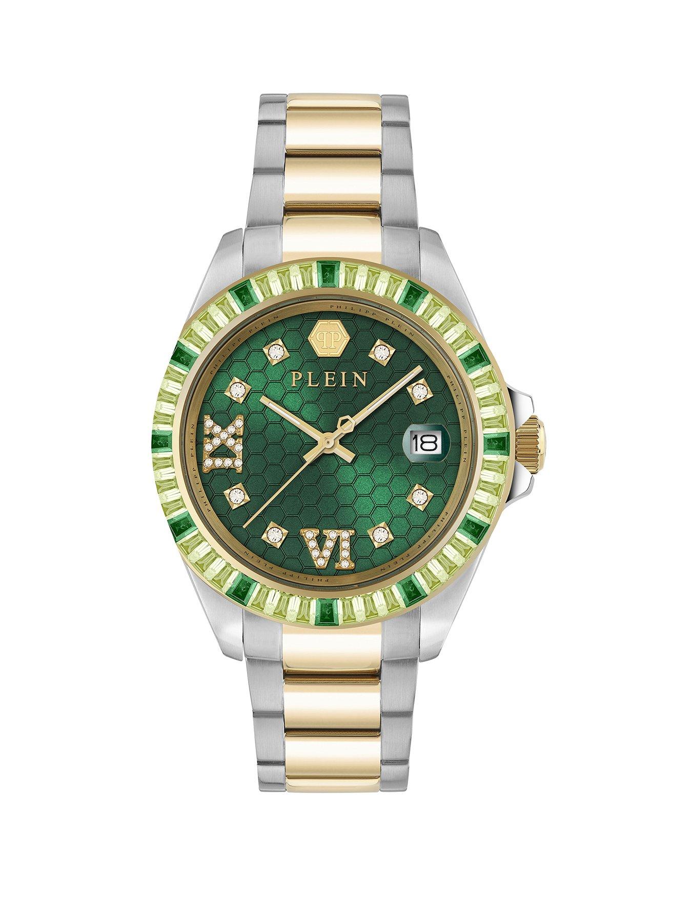 Image 1 of 3 of Philipp Plein LADY EMPIRE 39MM TWO TONE IPYG CRYSTAL, GREEN DIAL CRYSTAL WATCH