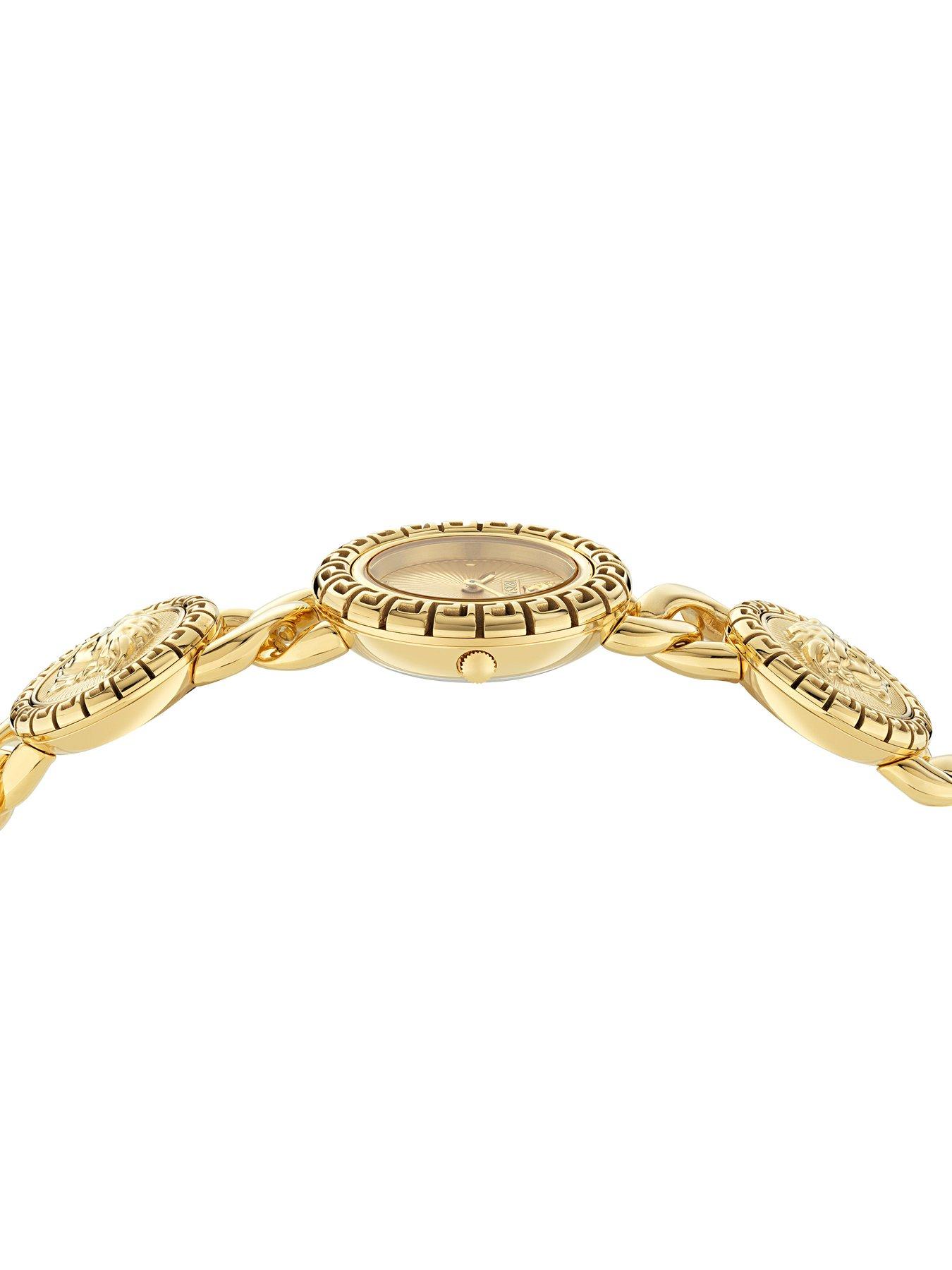  image of versace-la-greca-stud-iconnbsp28mm-gold-tone-case-gold-tone-dial-watch