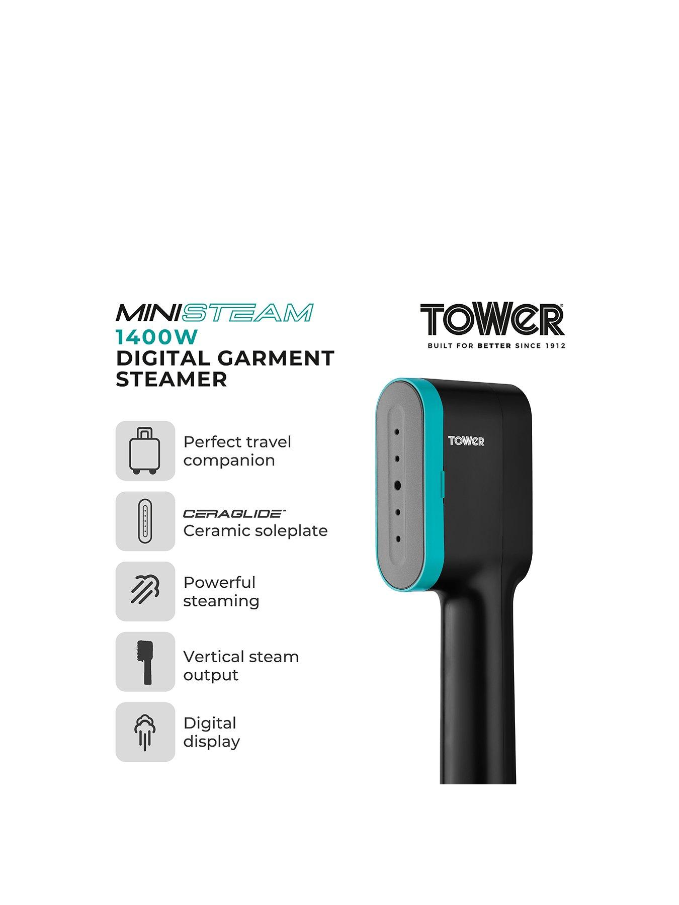 Image 2 of 7 of Tower T22038TL Ceraglide Handheld Garment Steamer - Black &amp; Teal