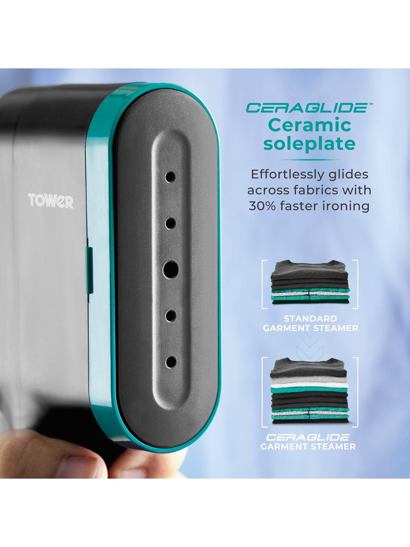  image of tower-t22038tl-ceraglide-handheld-garment-steamer-black-teal