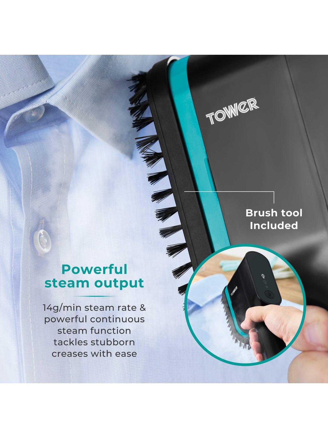  image of tower-t22038tl-ceraglide-handheld-garment-steamer-black-teal