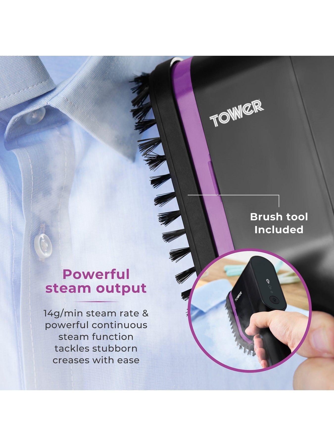  image of tower-t22038lil-ceraglide-handheld-garment-steamer-black-lilac