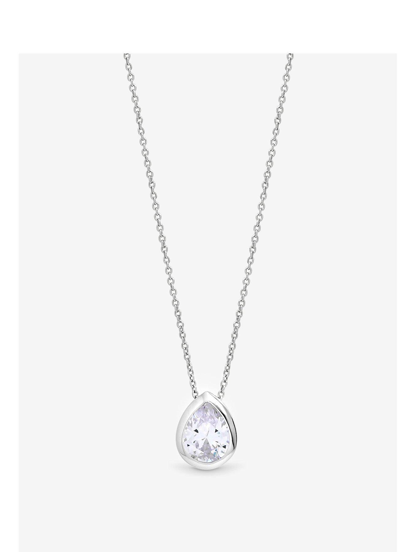 Simply Silver Sterling Silver 925 Cubic Zirconia Pear Pendant
