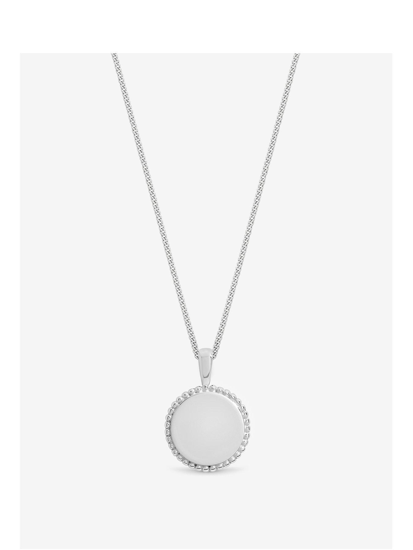 undefined Simply Silver Sterling Silver 925 Polished Beaded Edge Round Pendant