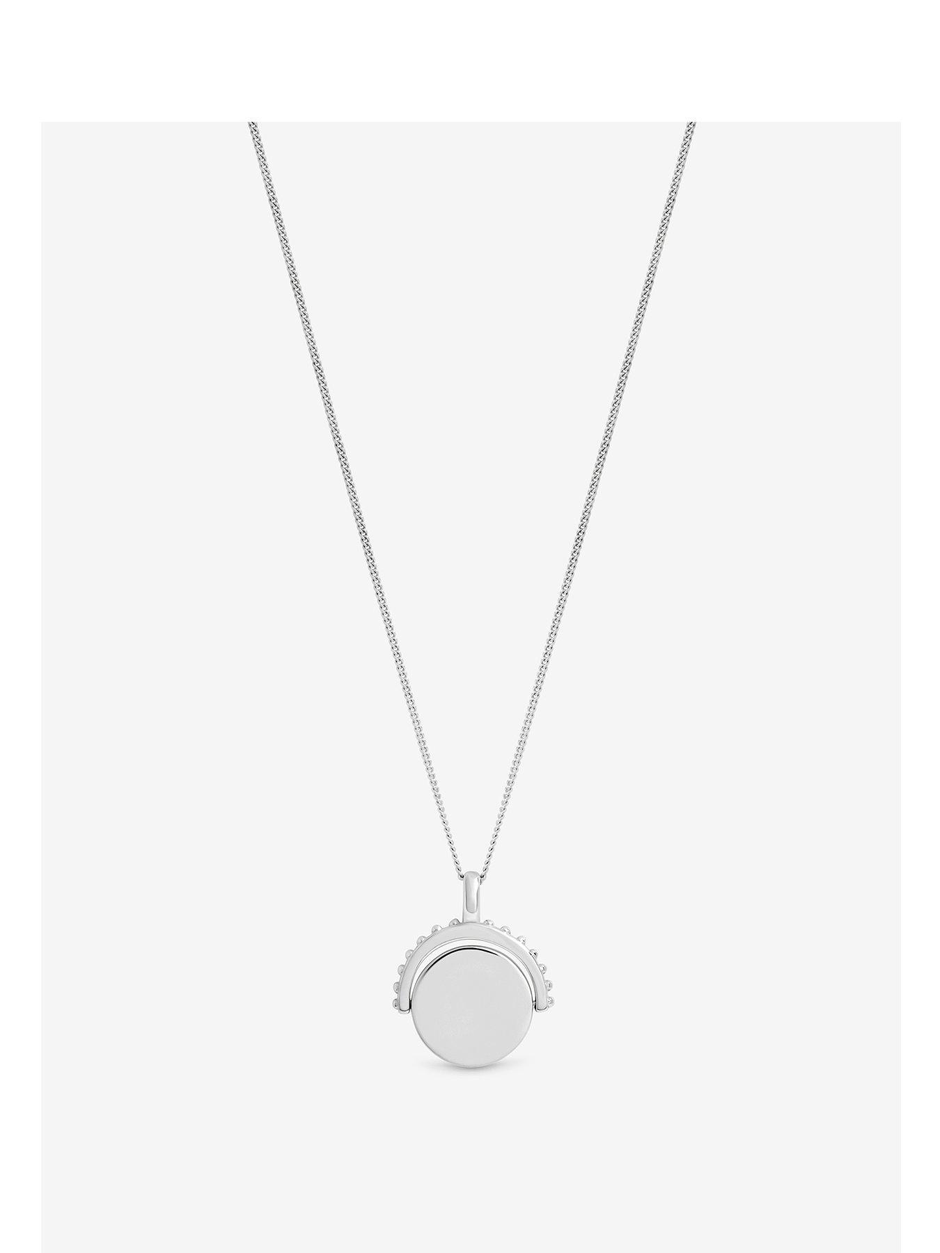 undefined Simply Silver Sterling Silver 925 Polished Beaded Edge Spinner Pendant