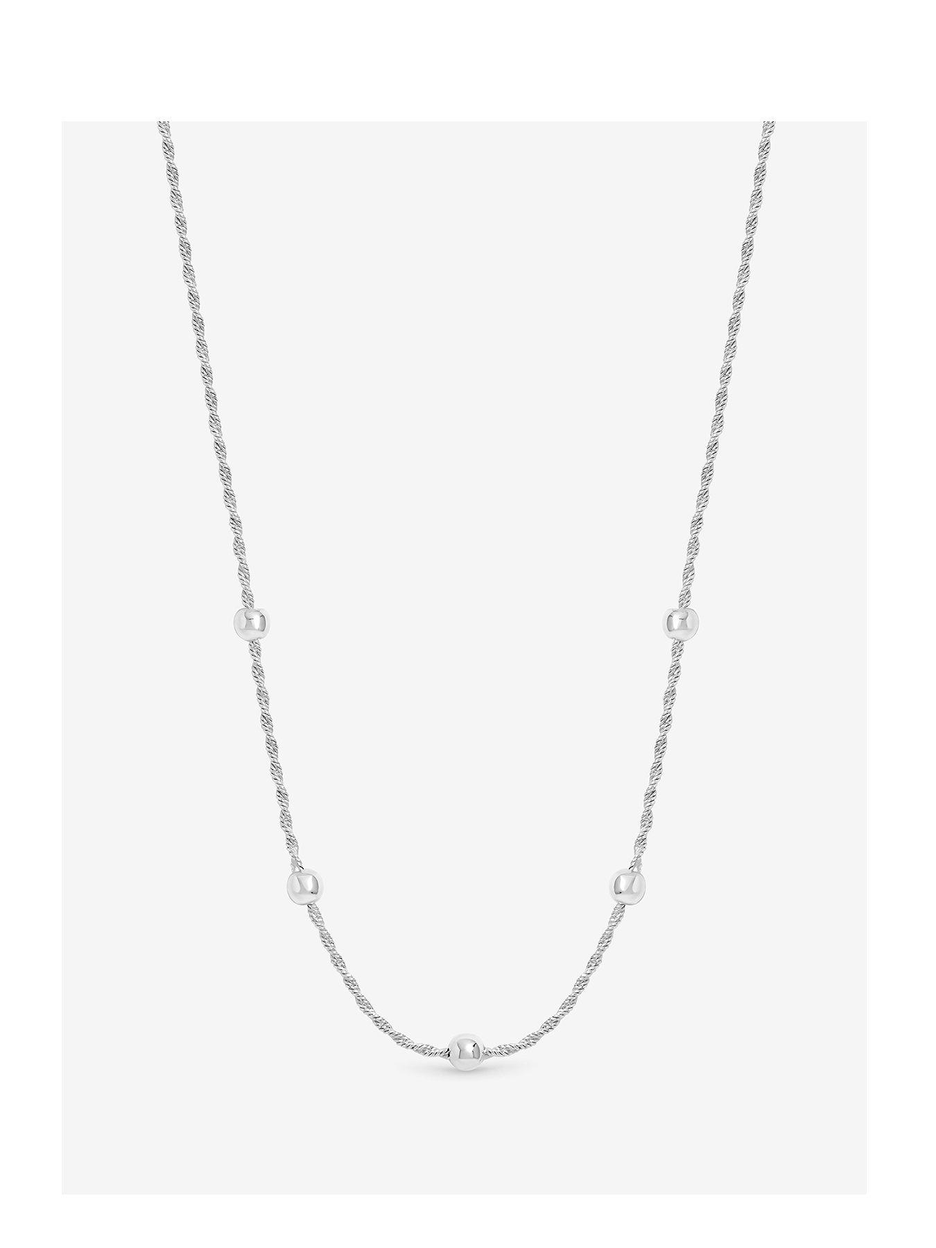 undefined Simply Silver Sterling Silver 925 Polished Station Allway Necklace