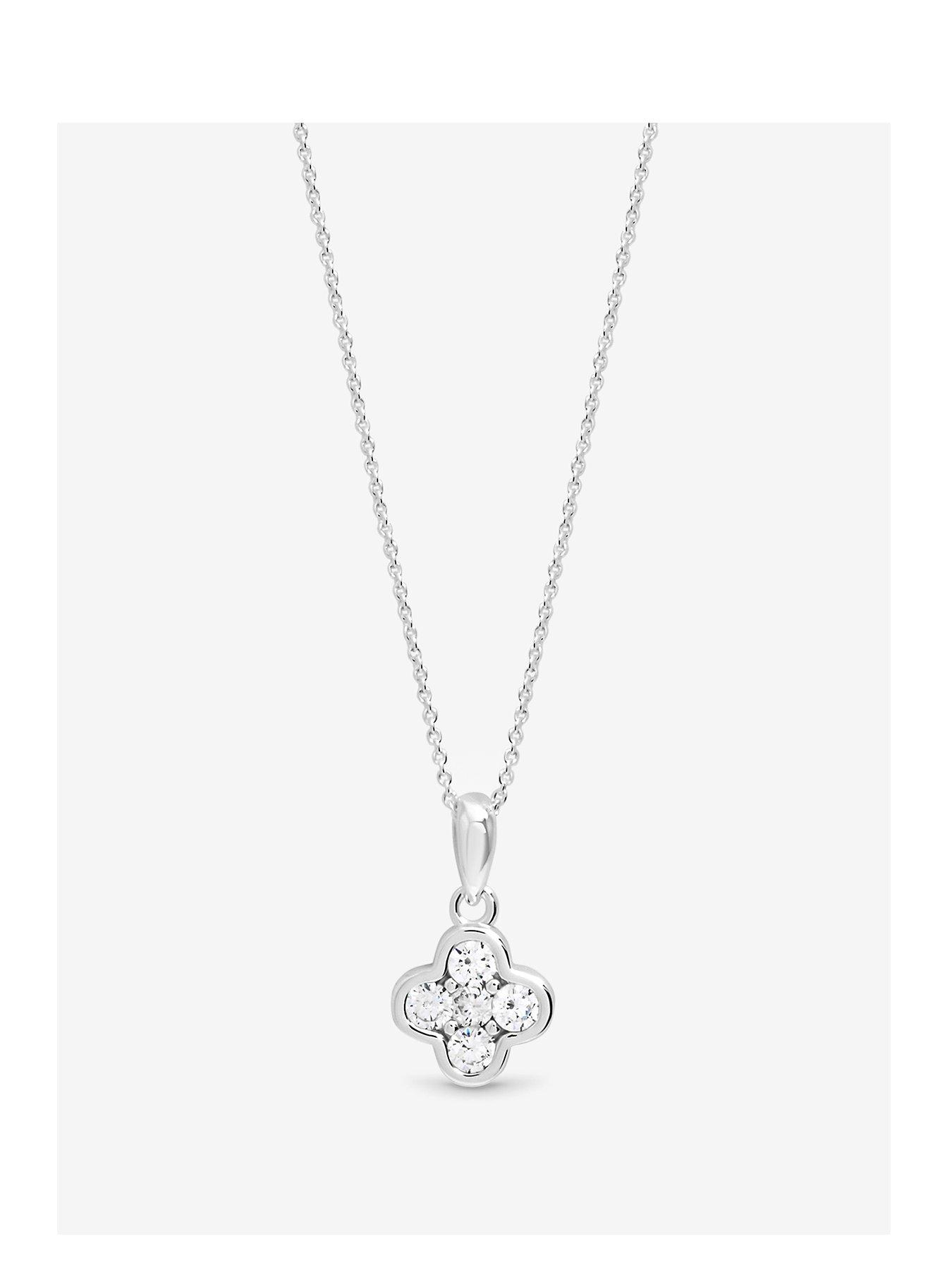 Simply Silver Simply Silver Sterling Silver 925 Cubic Zirconia Clover Pendant - Gift Pouch