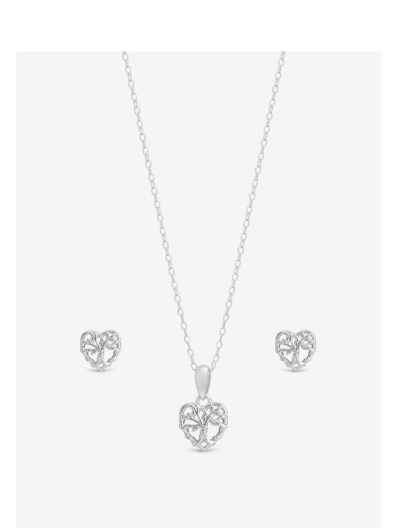 undefined Simply Silver Sterling Silver 925 Polished Tree of Love Set - Gift Boxed