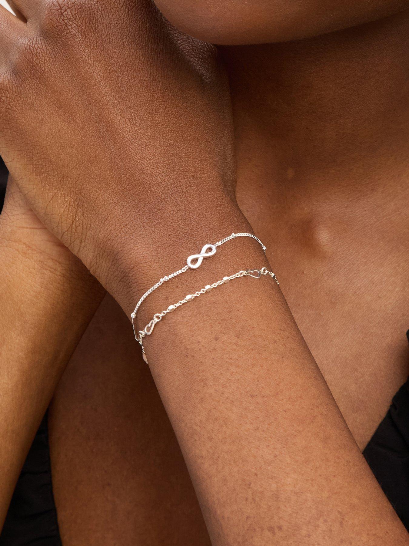 Image 2 of 4 of Simply Silver Sterling Silver 925 Polished Heart Station Bracelet